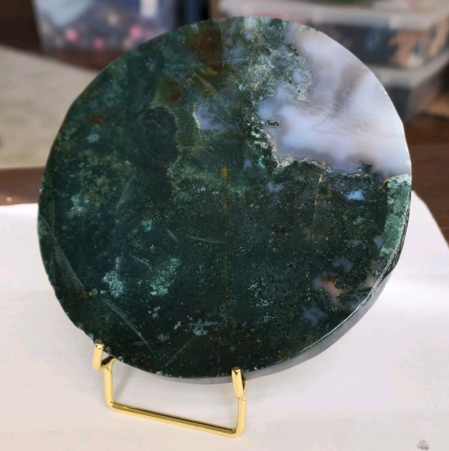 Natural Polished Moss Agate 5.25″ Slab – USA