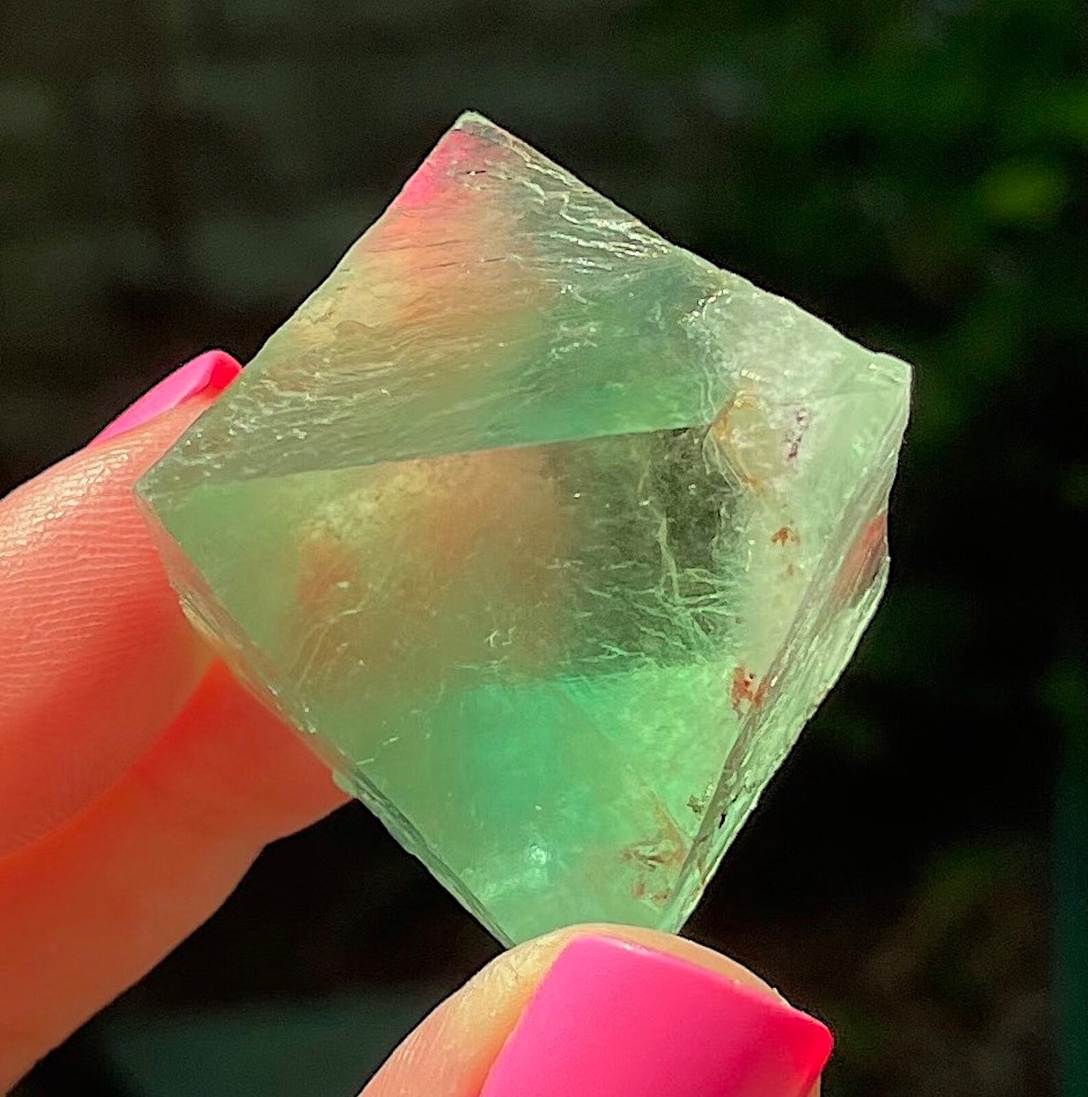Fluorite Octahedron Gem Apple Green Color From Riemvasmaak South Africa 4.7 cms
