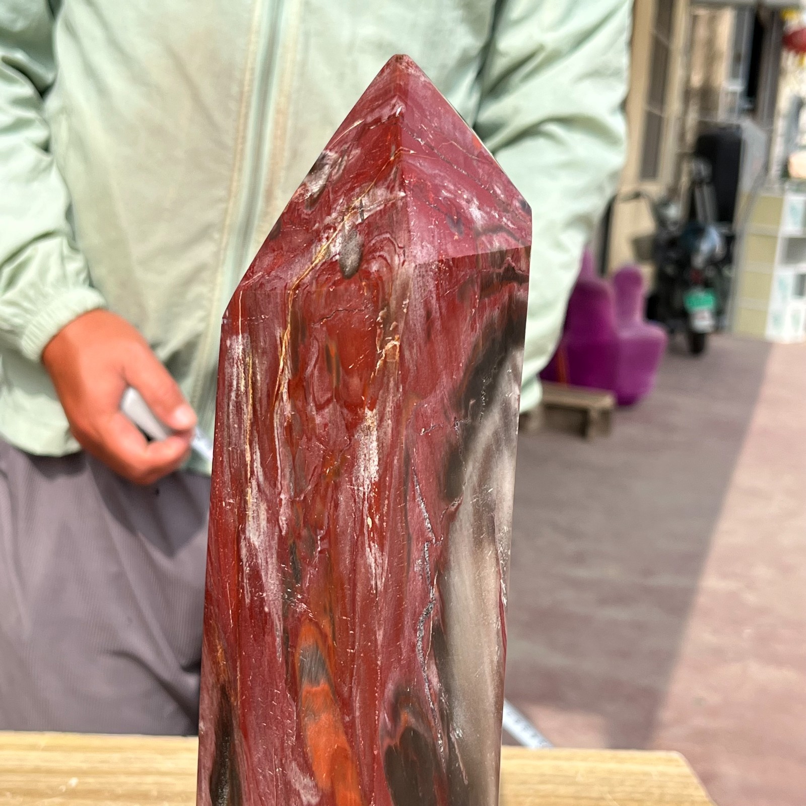 16.98LB Large Natural Polished Petrified Wood Obelisk Tower Crystal Reiki Decor
