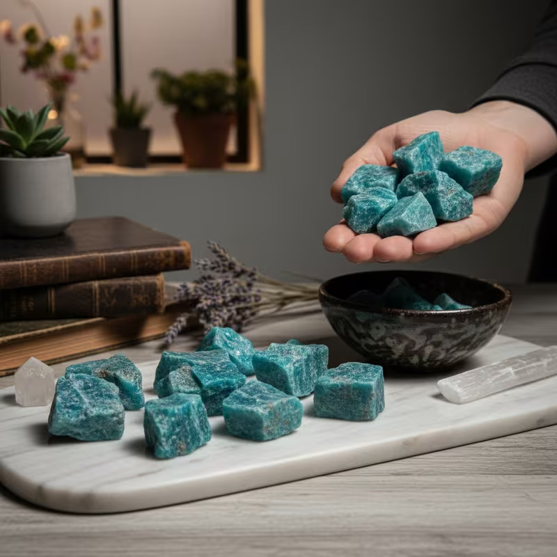 Apatite Raw Stone, Natural Blue Gemstone Mineral Specimens, Rough Raw Stones