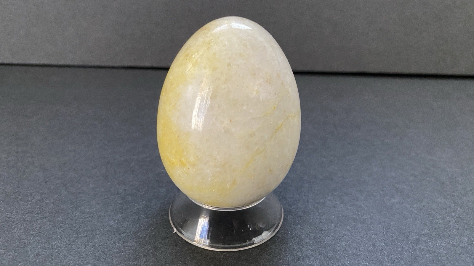 Natural Onyx Stone Egg With Stand Hand Polished Banded Agate Calcite Crystal