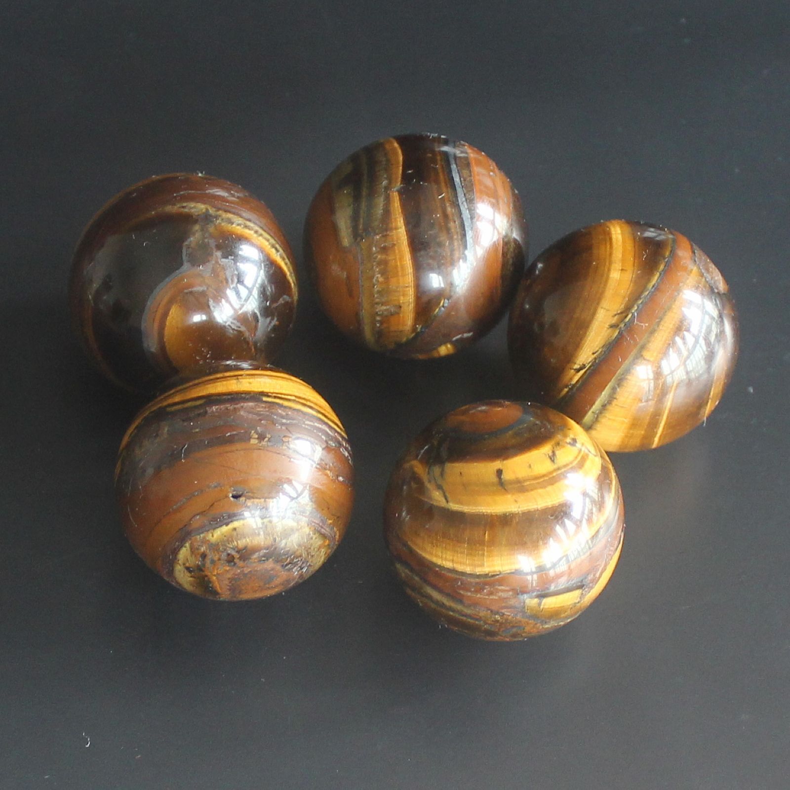 Gemstone crystal iron tiger eye sphere ball with wood stand healing Reiki craft