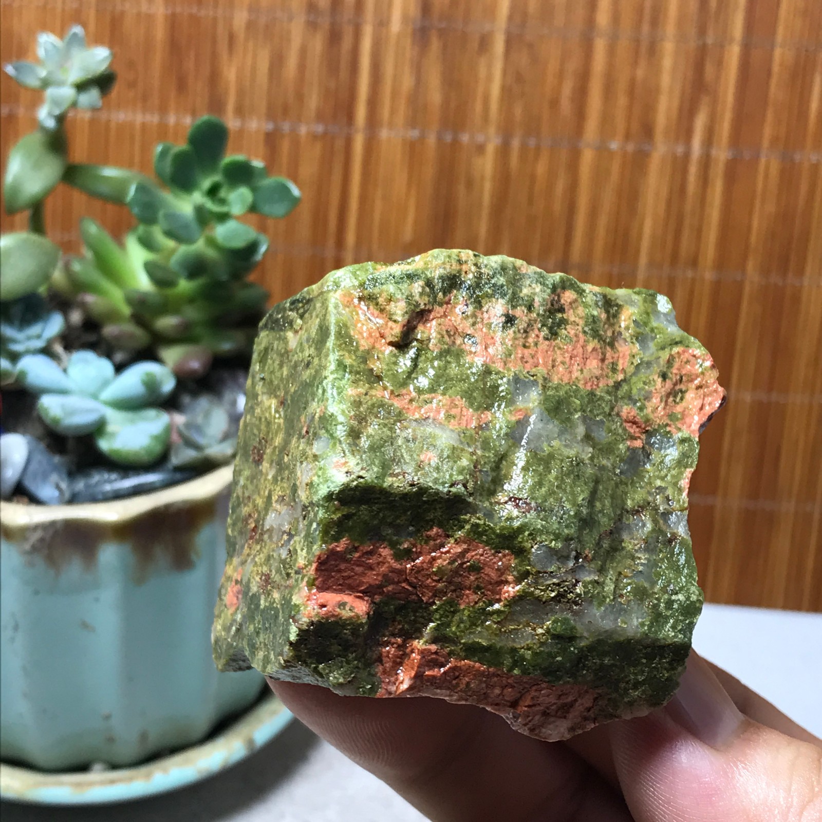 198g Natural Unakite Crystal gemstone Rough Mineral Specimen healing A6350