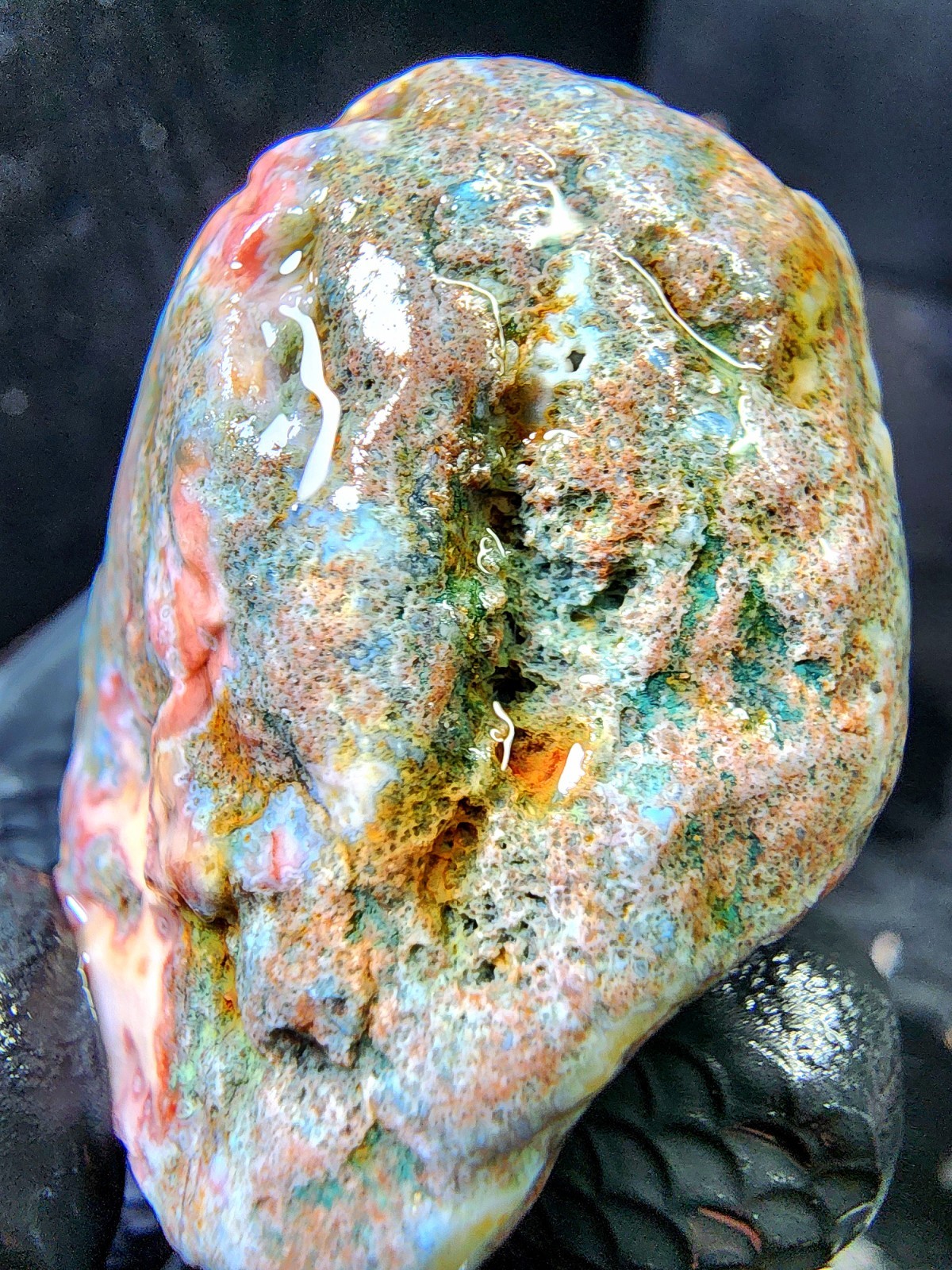 Rare Lake Superior Orbicular Moss Agate – Pink Blue & Green Chalcedony – 2.0 oz