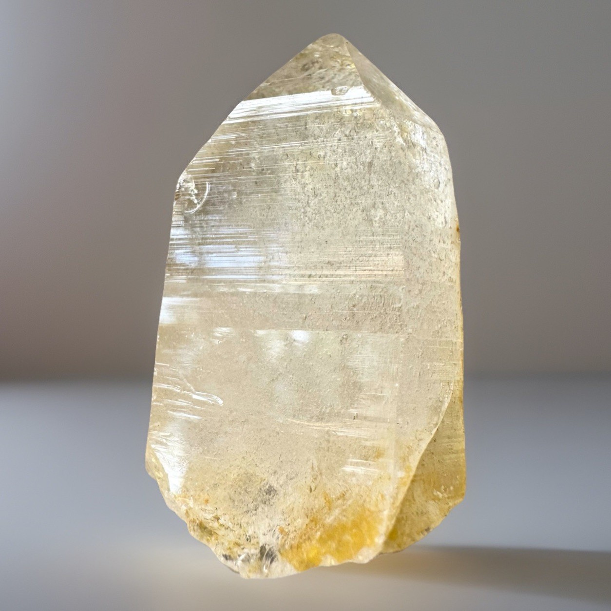 “Golden Archive Tablet” Ganesh Himalayan Flat Top Curved Lemurian Quartz Crystal