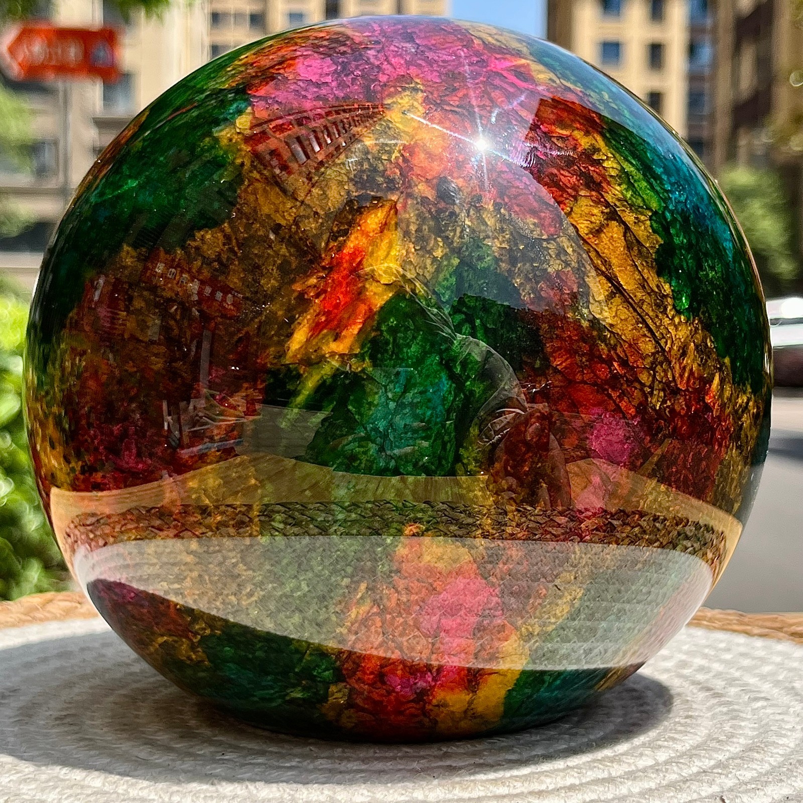 Natural Seven Colors Jade Polished Half Sphere with Flat Base for Decor 11.1 lb