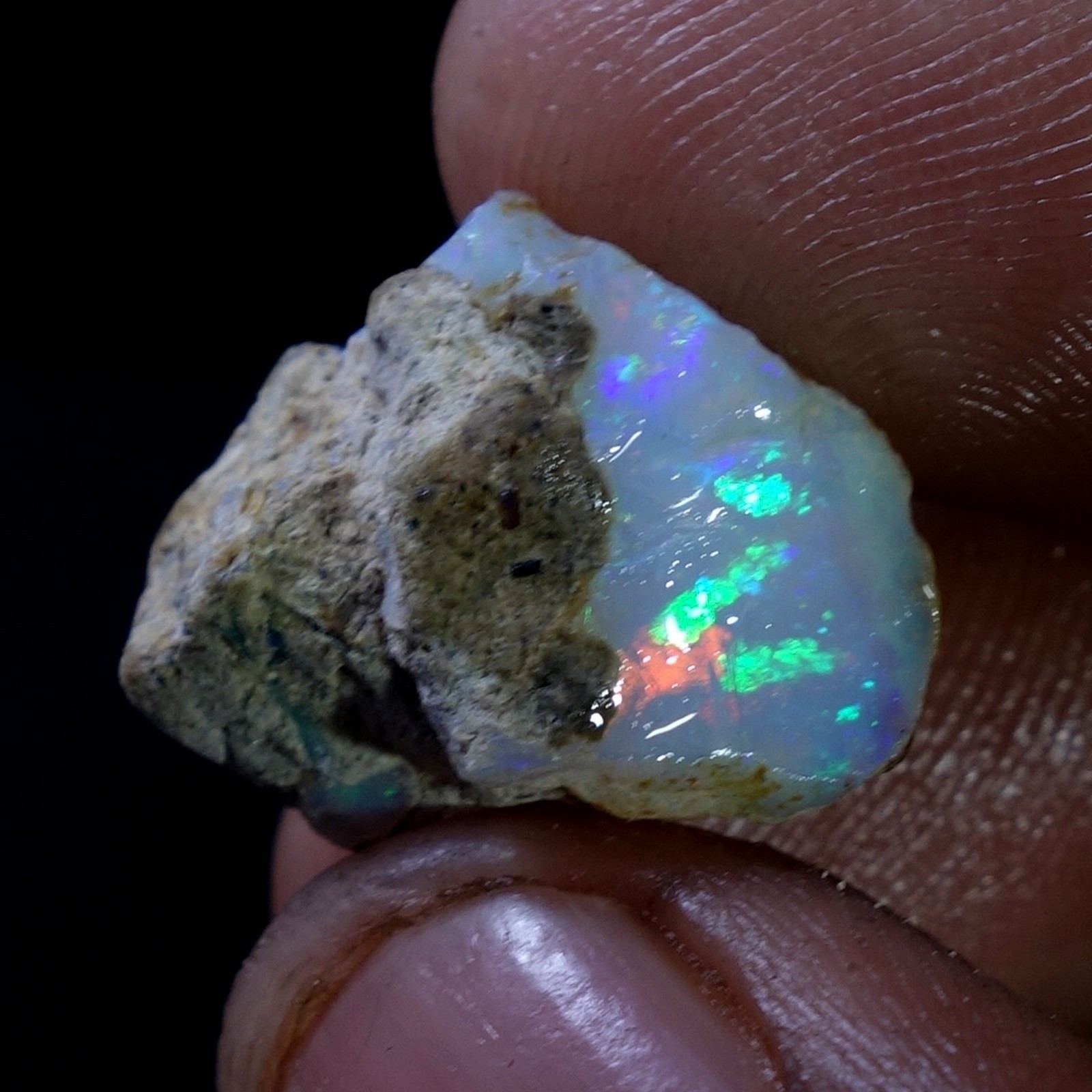 AA+ Ethiopian Dry Opal Rough Entreated Welo Opal Multi Fire Color Flash 10.40Cts