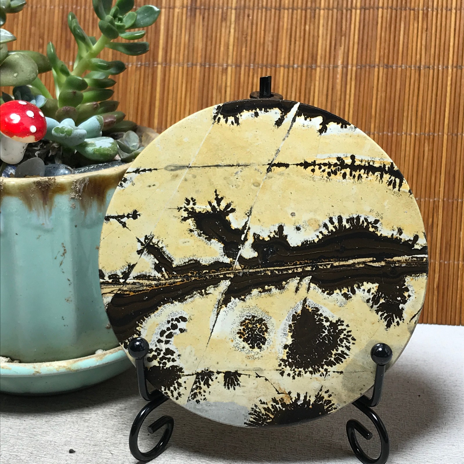 93mm Natural Chinese painting stone crystal ornaments for home decoration A6445