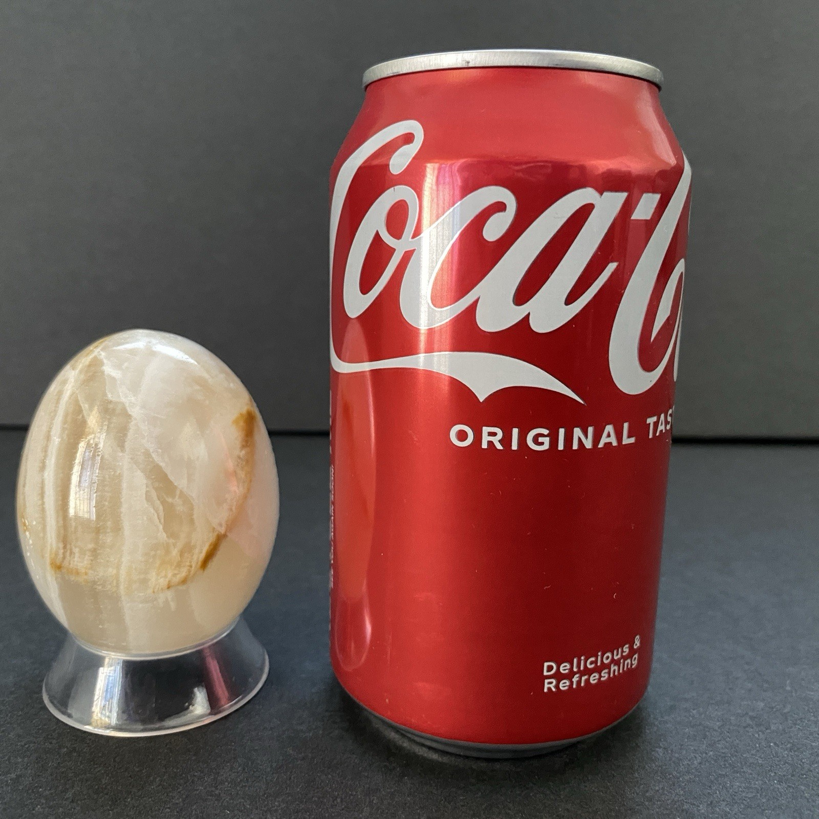 Natural Onyx Stone Egg With Stand Hand Polished Banded Agate Calcite Crystal