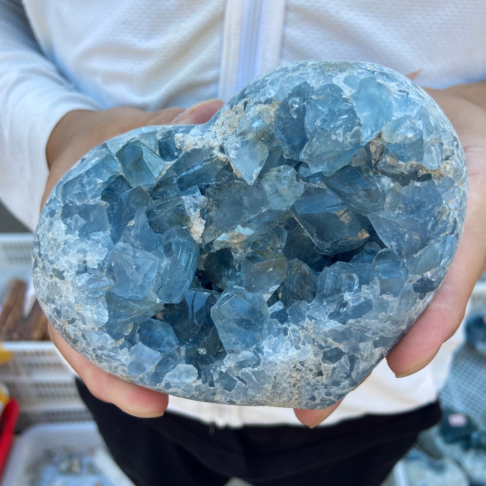 3.4lb Natural Blue Celestite Crystal Geode Quartz Cluster Mineral Specimen heali