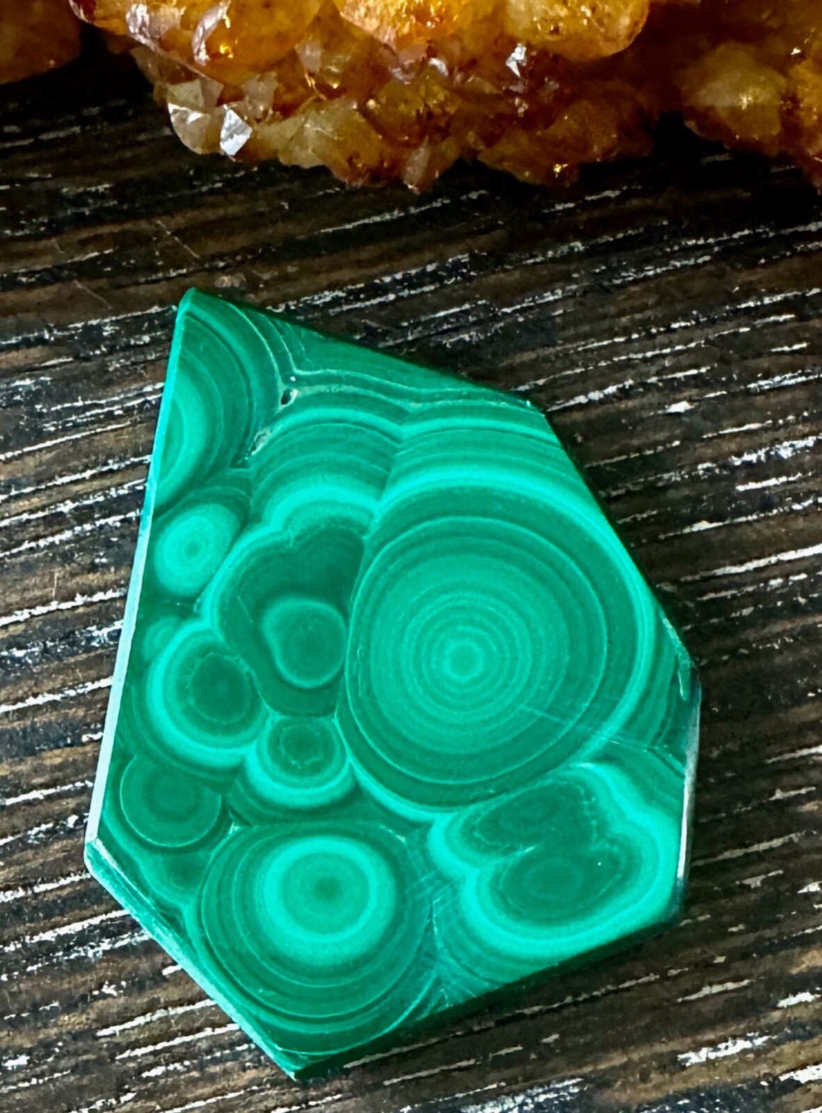 Stunning Malachite Slab – 55mm x 40mm – Excellent Bullseye Pattern