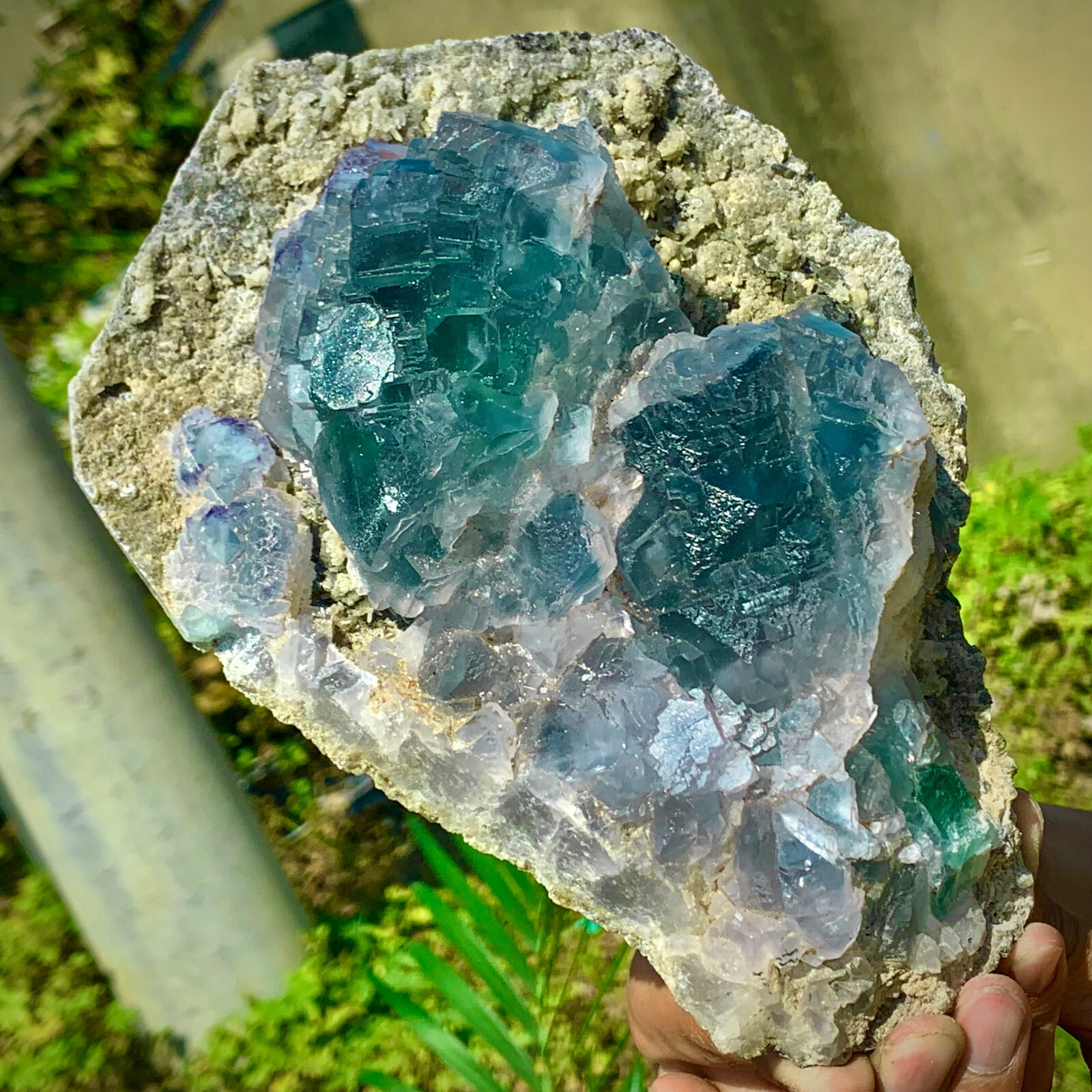 5LB pound rare transparent blue cubic fluorite mineral crystal sample/China-