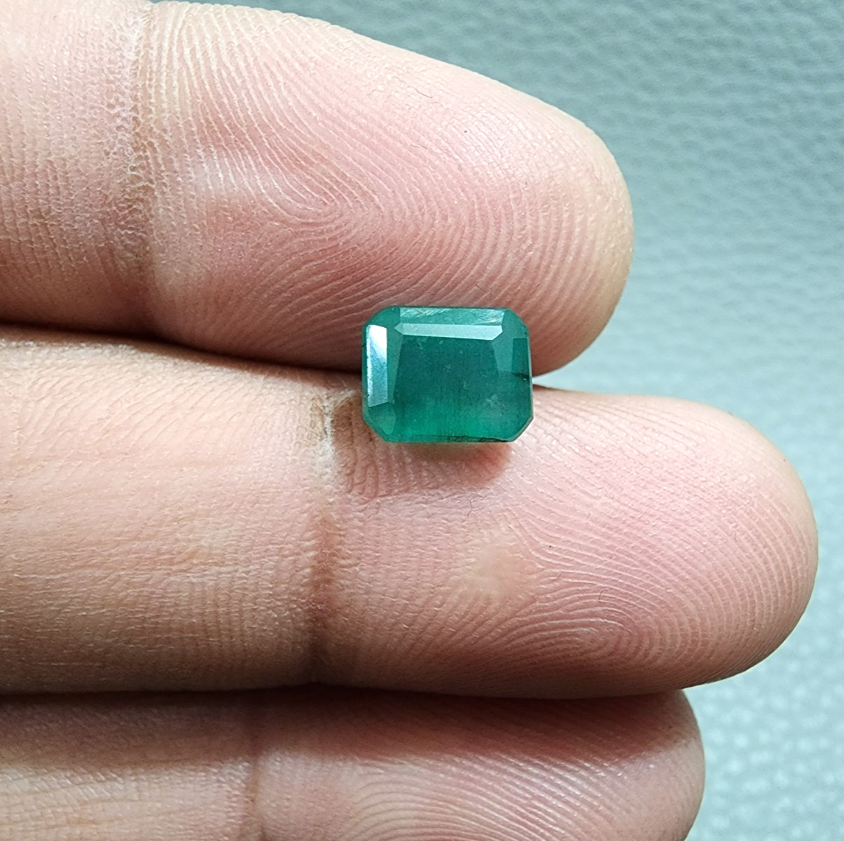 2.25 Crt Natural Green Zambian Emerald Faceted Emerald Cut Shape Loose Gemstone