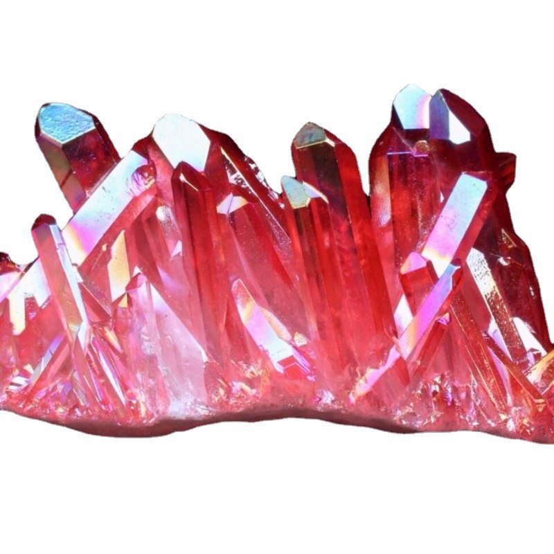 100g Natural Aura Red Titanium Quartz Crystal Cluster VUG Specimen Healing Reiki