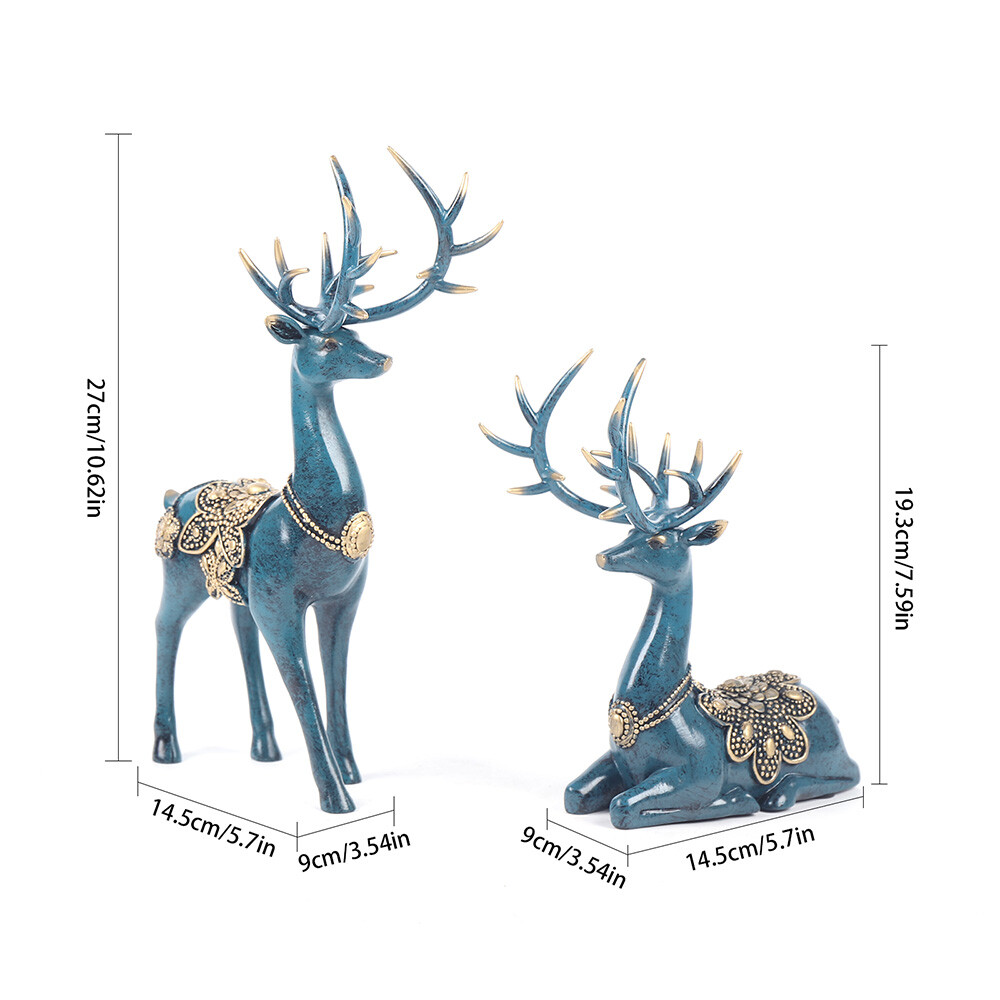 A Pair of Sika Deer Statues, Modern Sika Deer Figurines, Sika Deer Ornaments