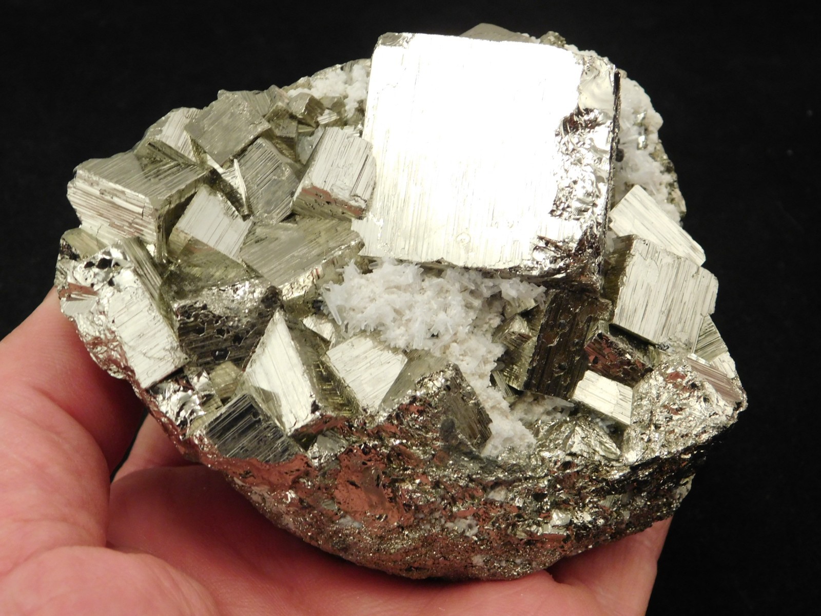 Big! VERY Nice and 100% Natural Pyrite CUBE Cluster with Druzy Quartz Peru 865gr