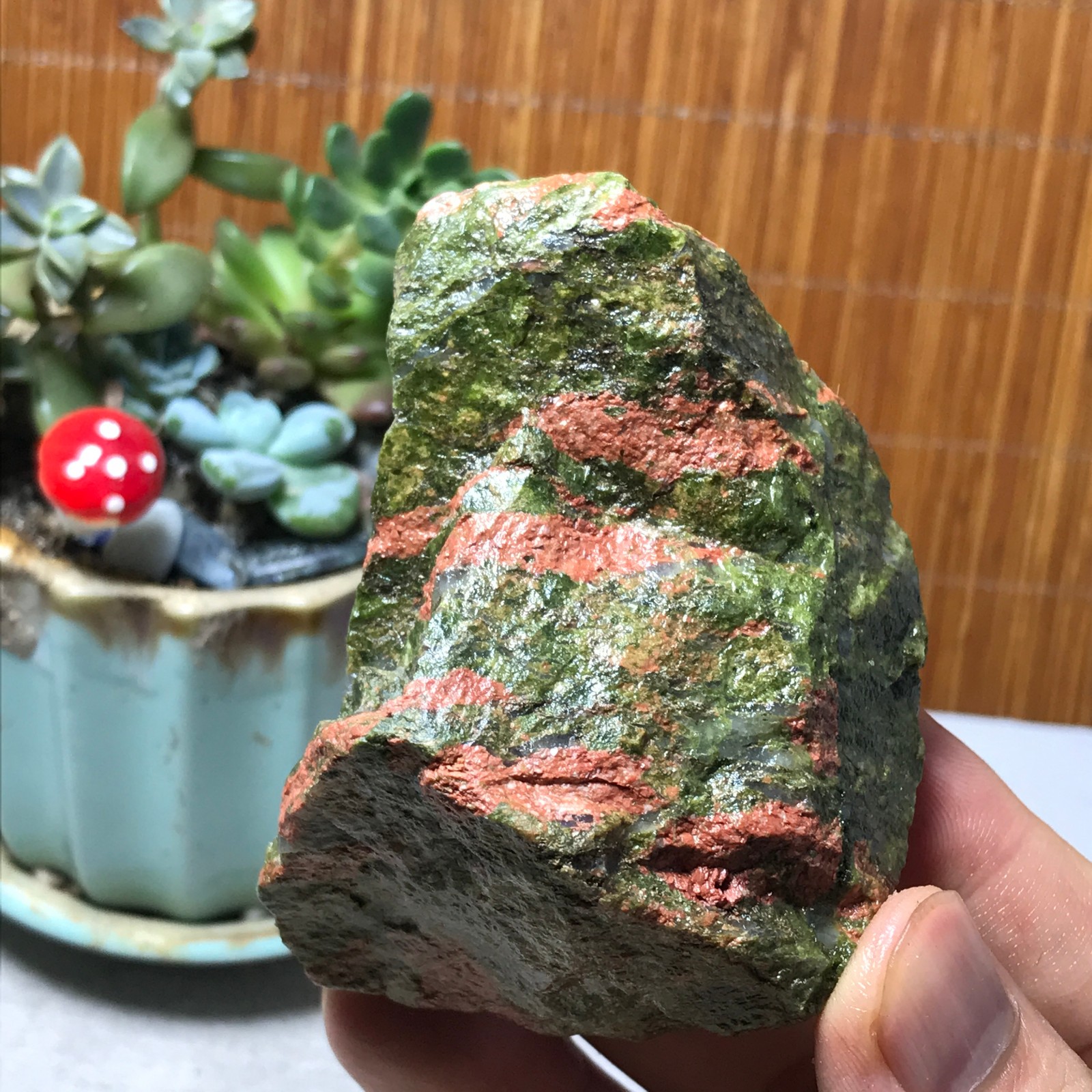 213g Natural Unakite Crystal gemstone Rough Mineral Specimen healing A6356