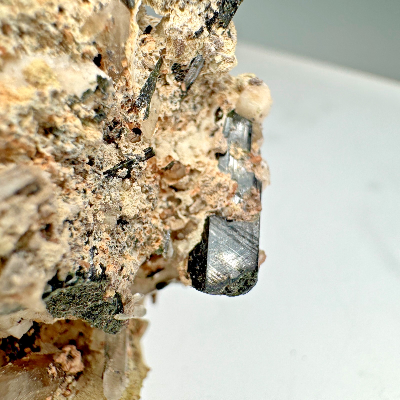 Sharp Bastnasite-(Ce) Crystal on Aegirine, Microcline: Mount Malosa, Malawi