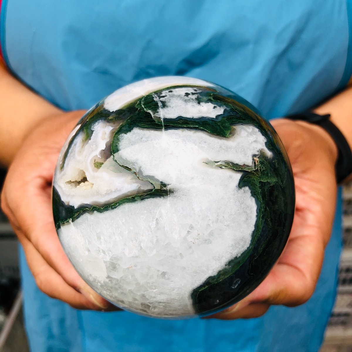 3pcs 5.83LB Natural Water Grass Agate Ball Quartz Crystal Ball Healing 2110