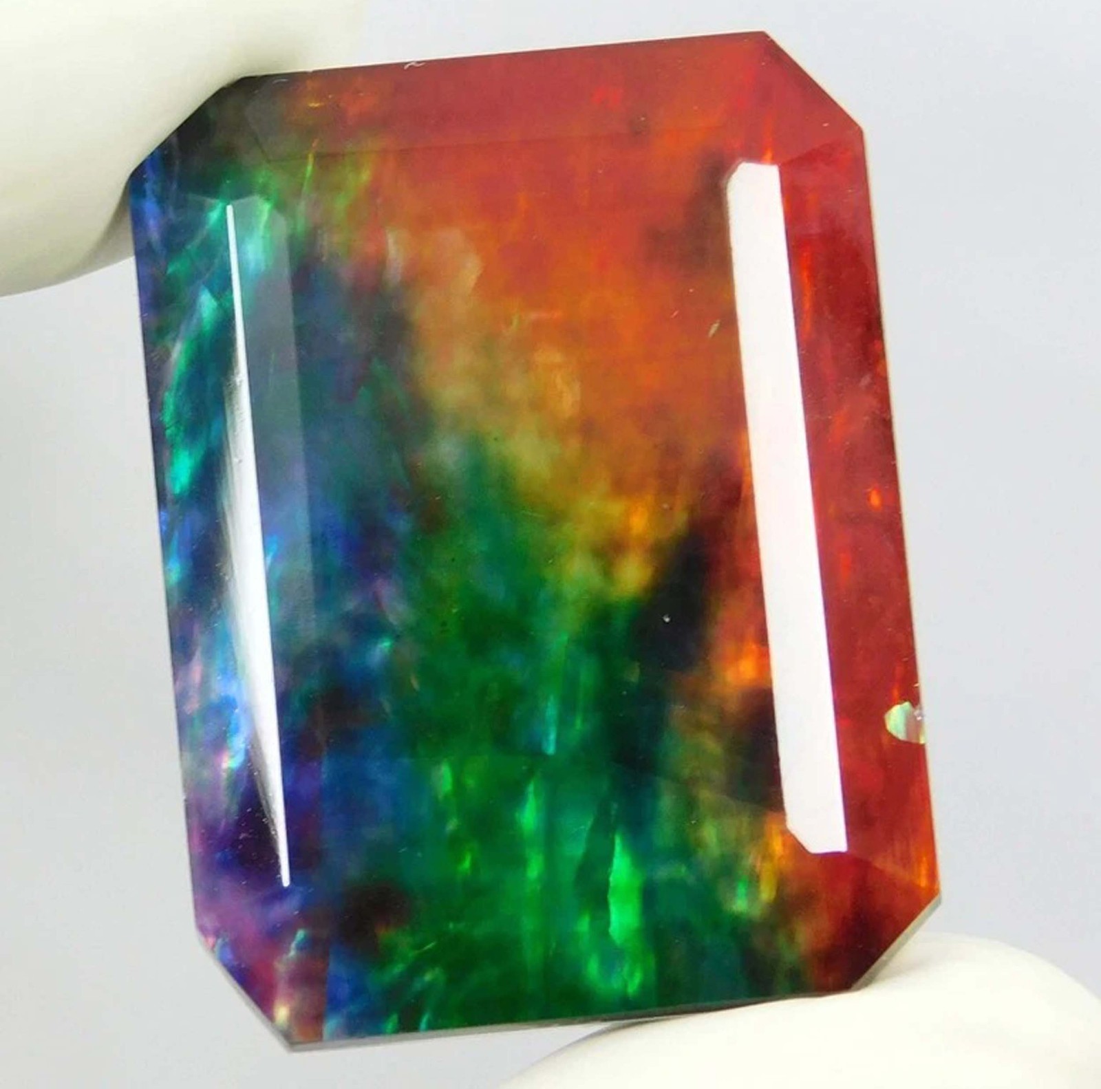 Doublet 50.70Ct Emerald Natural Ammolite Opal-Like Organic Loose Gemstone 5SJC
