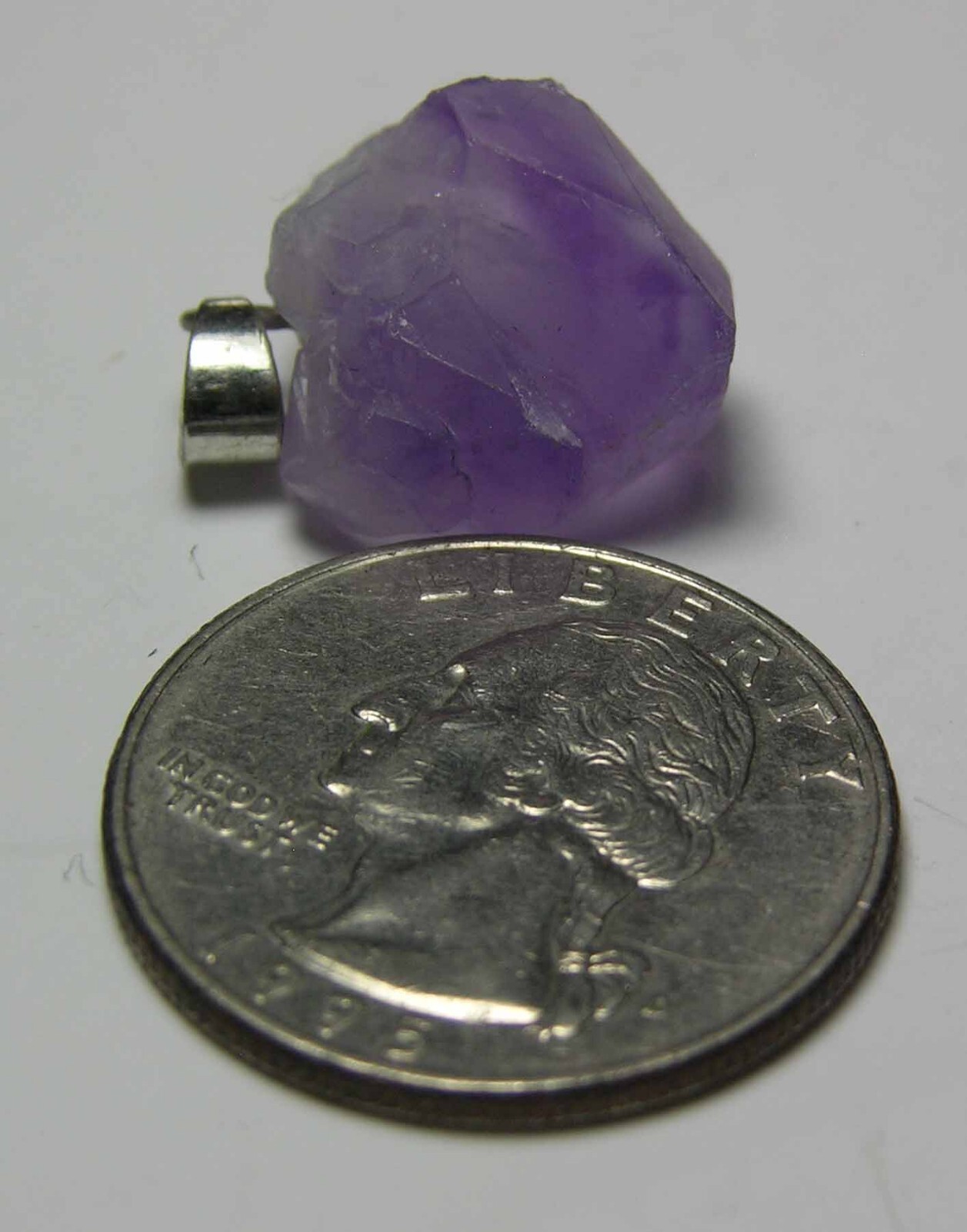 #55 Raw Rough 16.00ct 100% Natural Amethyst Crystal Point Pendant 3.20g 15.00mm
