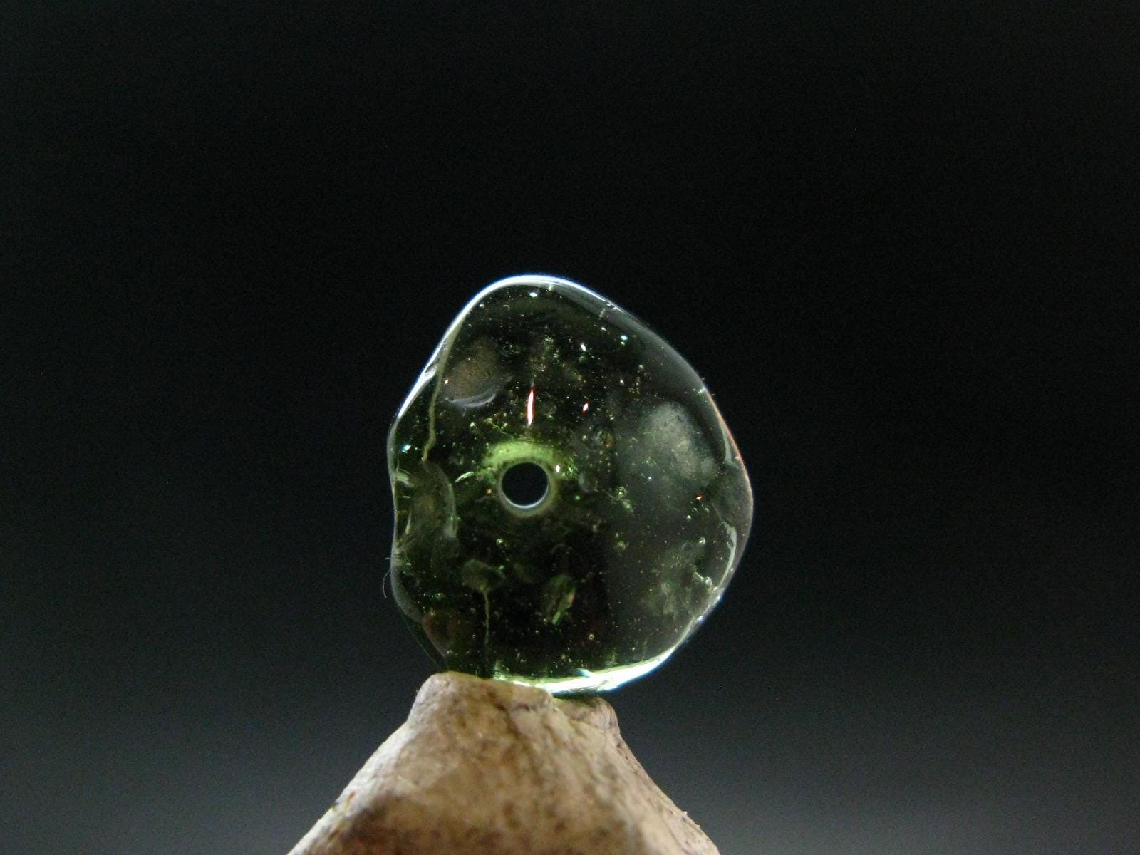 Moldavite Tektite Tumbled Bead from Czech Republic – 12 mm – 5.0 Carats