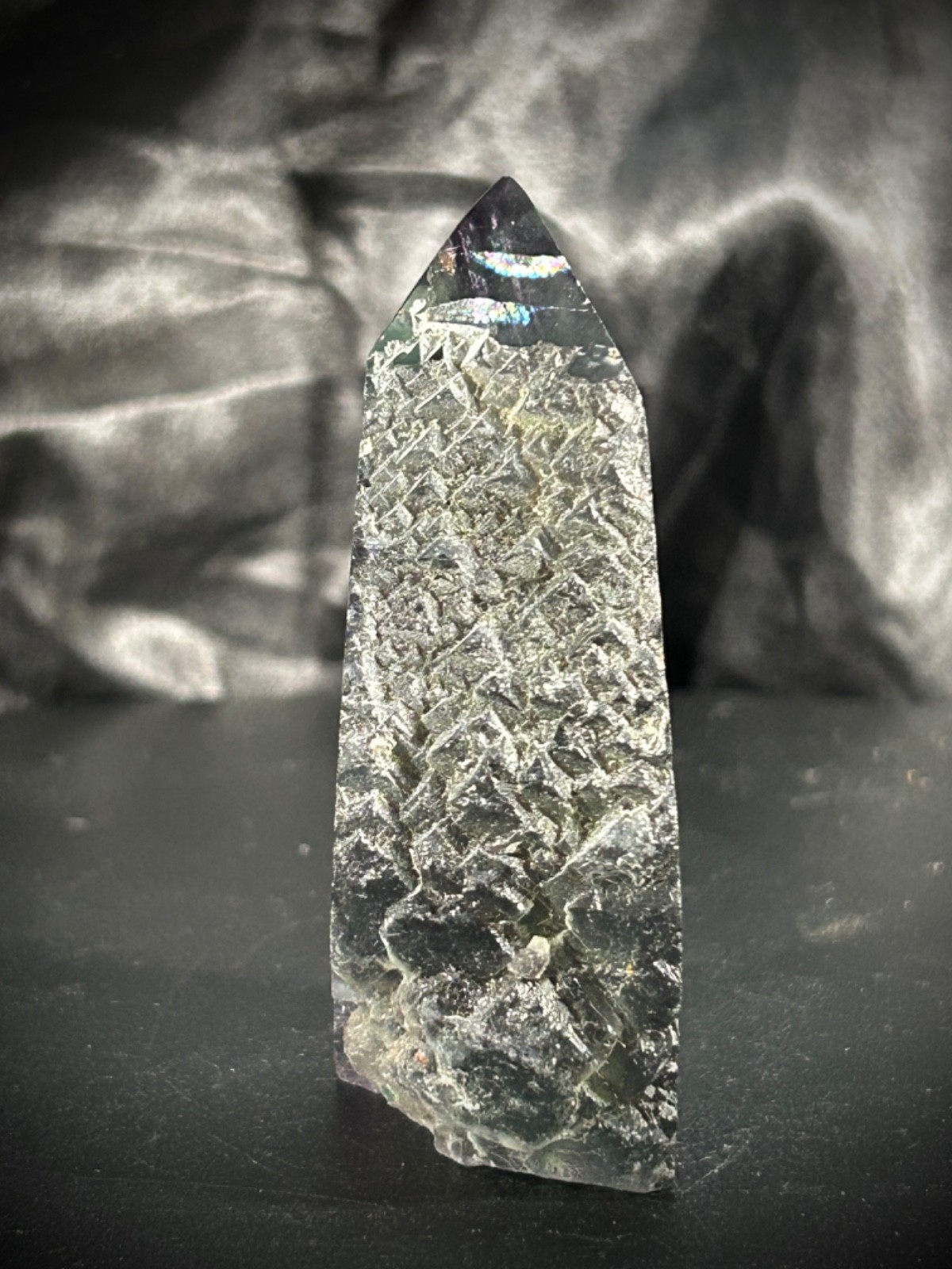 3″ Rainbow Fluorite 4 Polished/1 Rough Side Tower 6.3oz (179 grams)