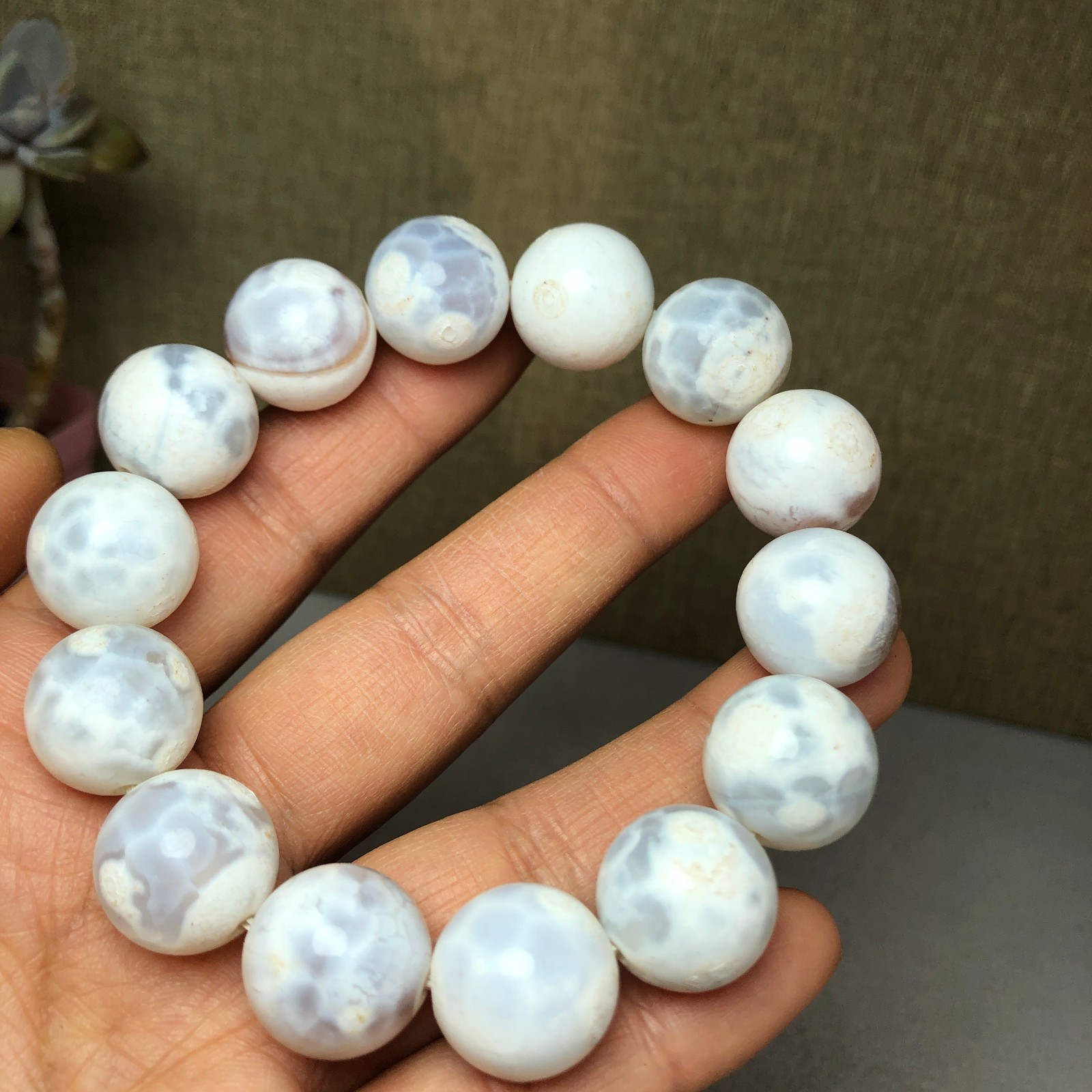 1pcs wholesale Natural sakura rough Crystal chain beads bracelet 15-16mm A2791