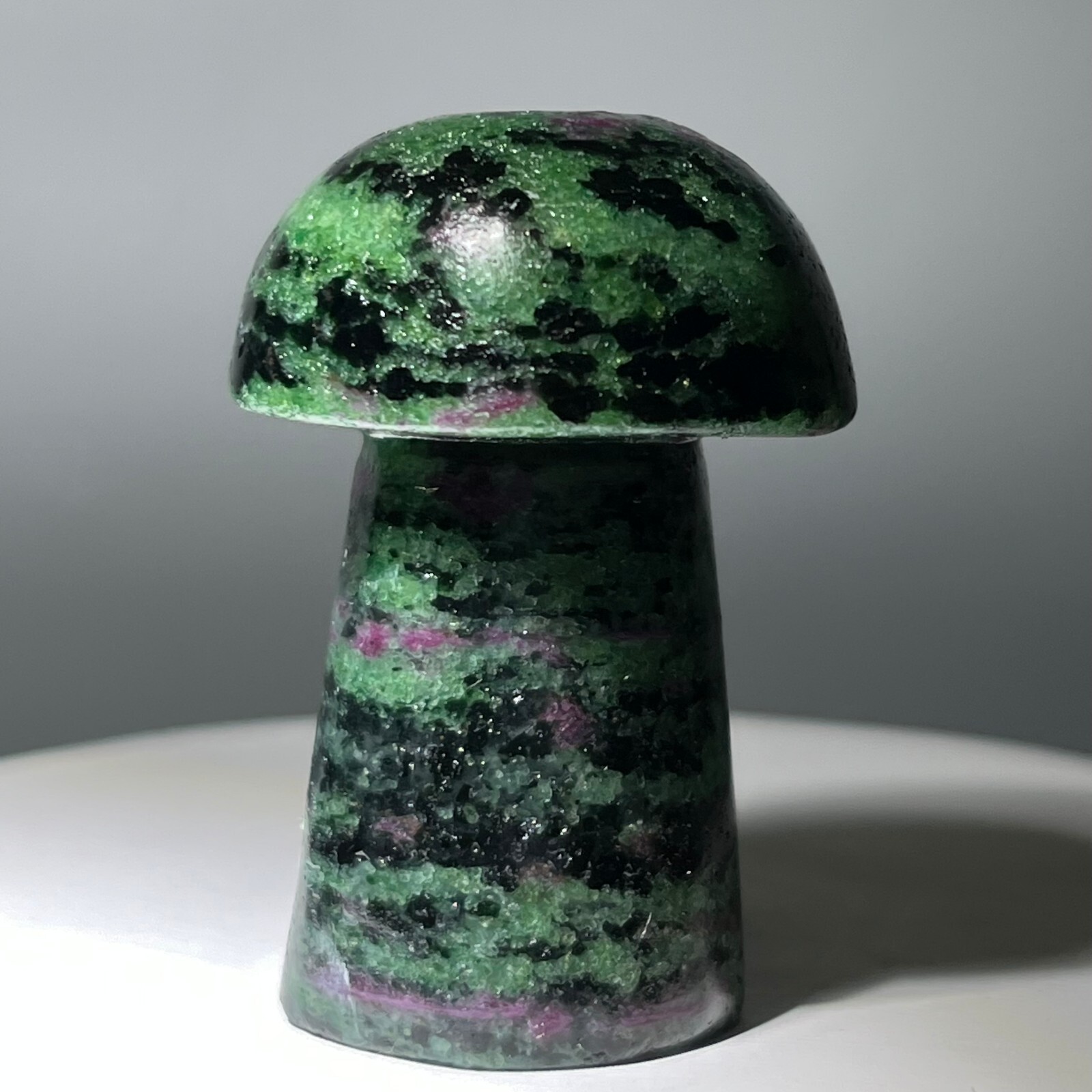 Natural quartz red green treasure, carved and polished, mushroom, reiki ener