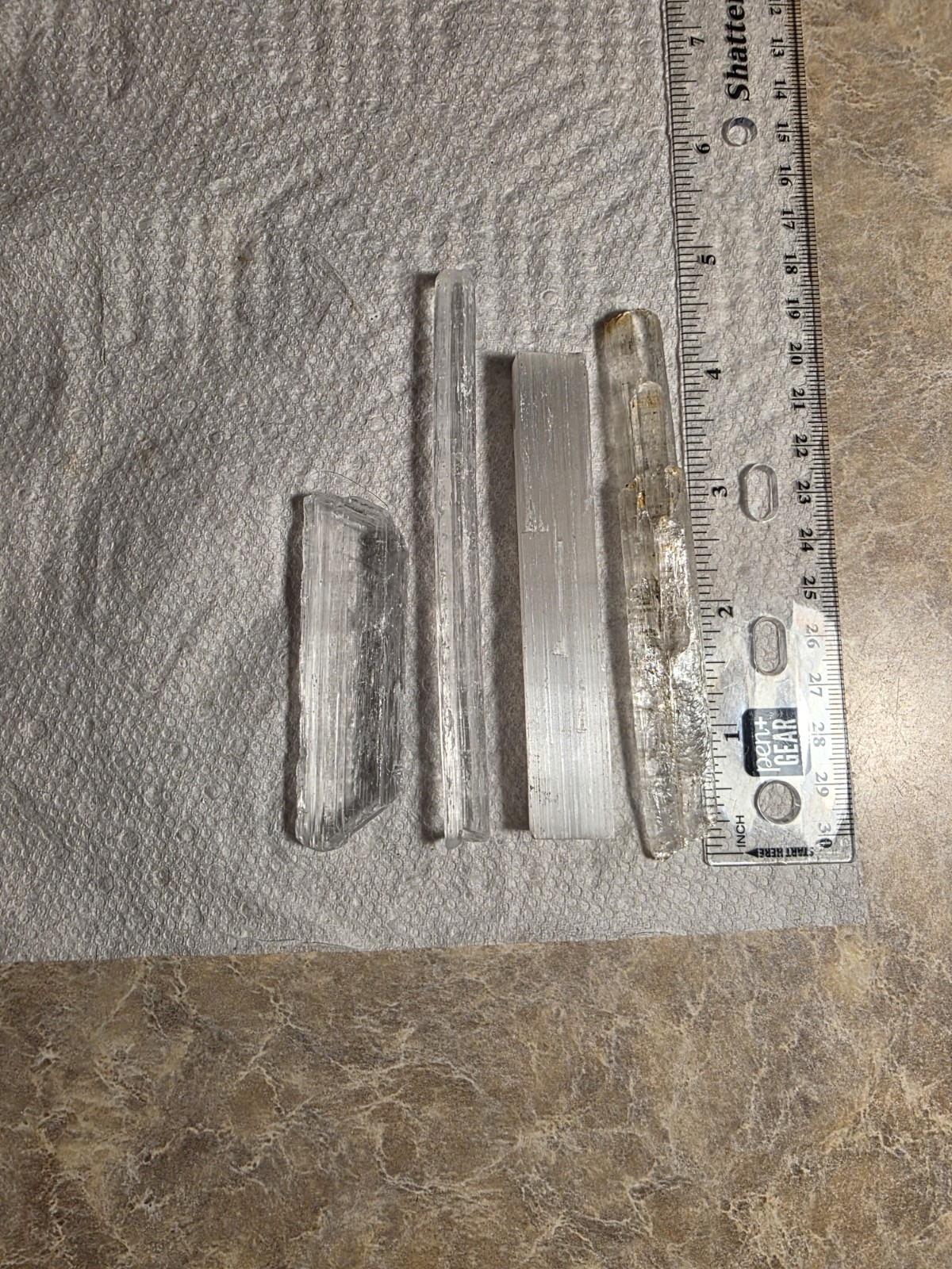 Clear Selenite Gypsum Crystal Wand/Stick Mineral Specimen Lot of 4 Pieces