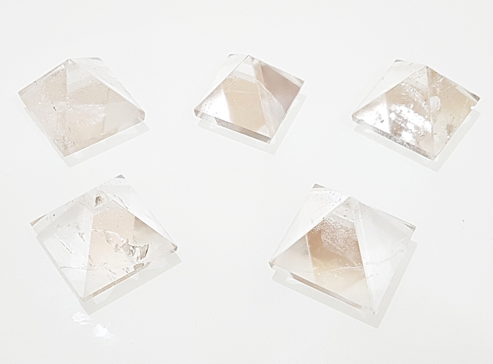 Lot of 5 Natural Crystal Quartz Pyramid Combo, Genuine Himalayan Crystal