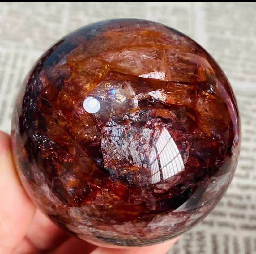 326g Natural Red Gum Flower Ball Crystal Sphere Specimen Energy Healing Reiki