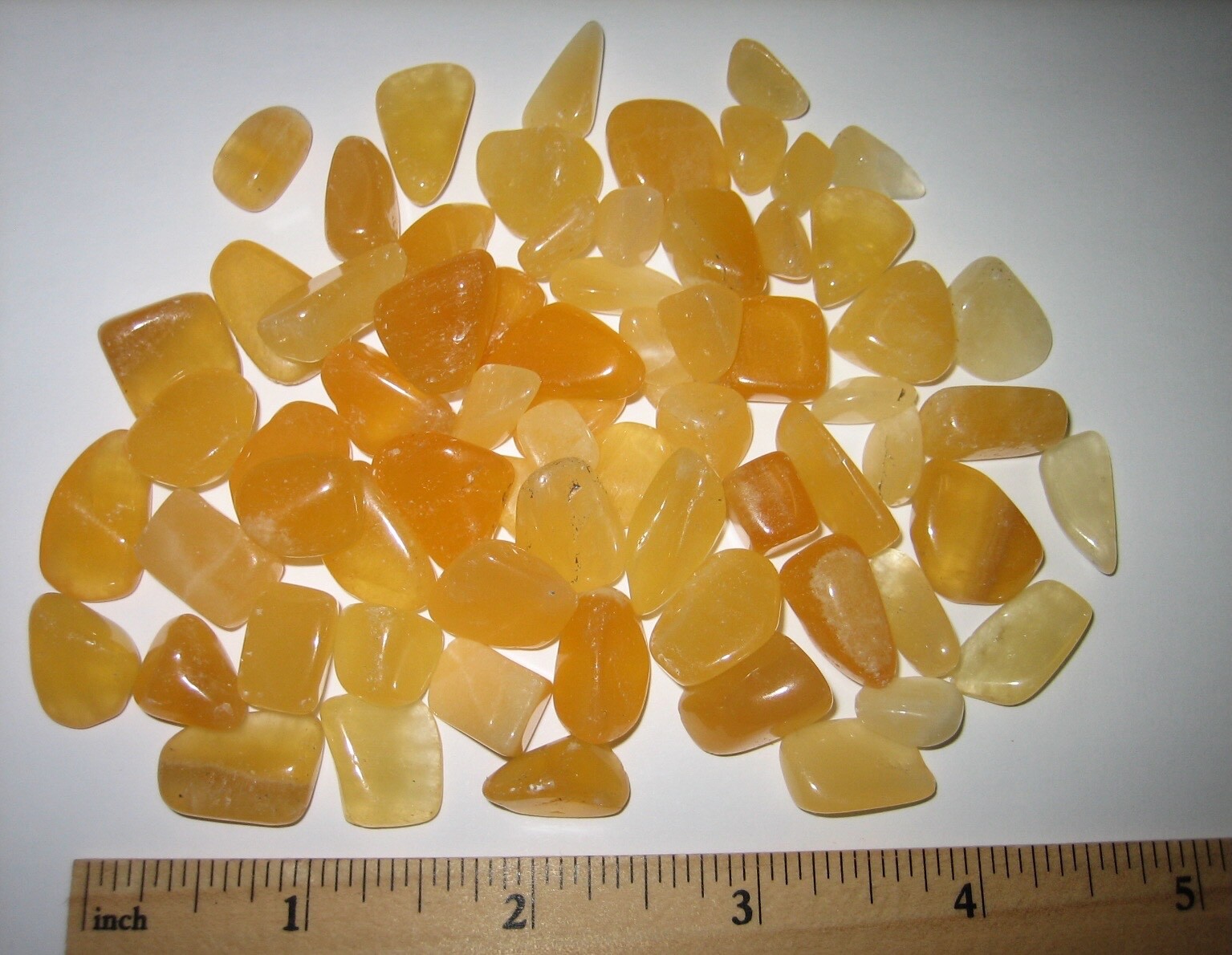 69 TUMBLED POLISHED 0.2″-0.8″ BRIGHT ORANGE CALCITE CRYSTAL STONES ~ 135grams *4