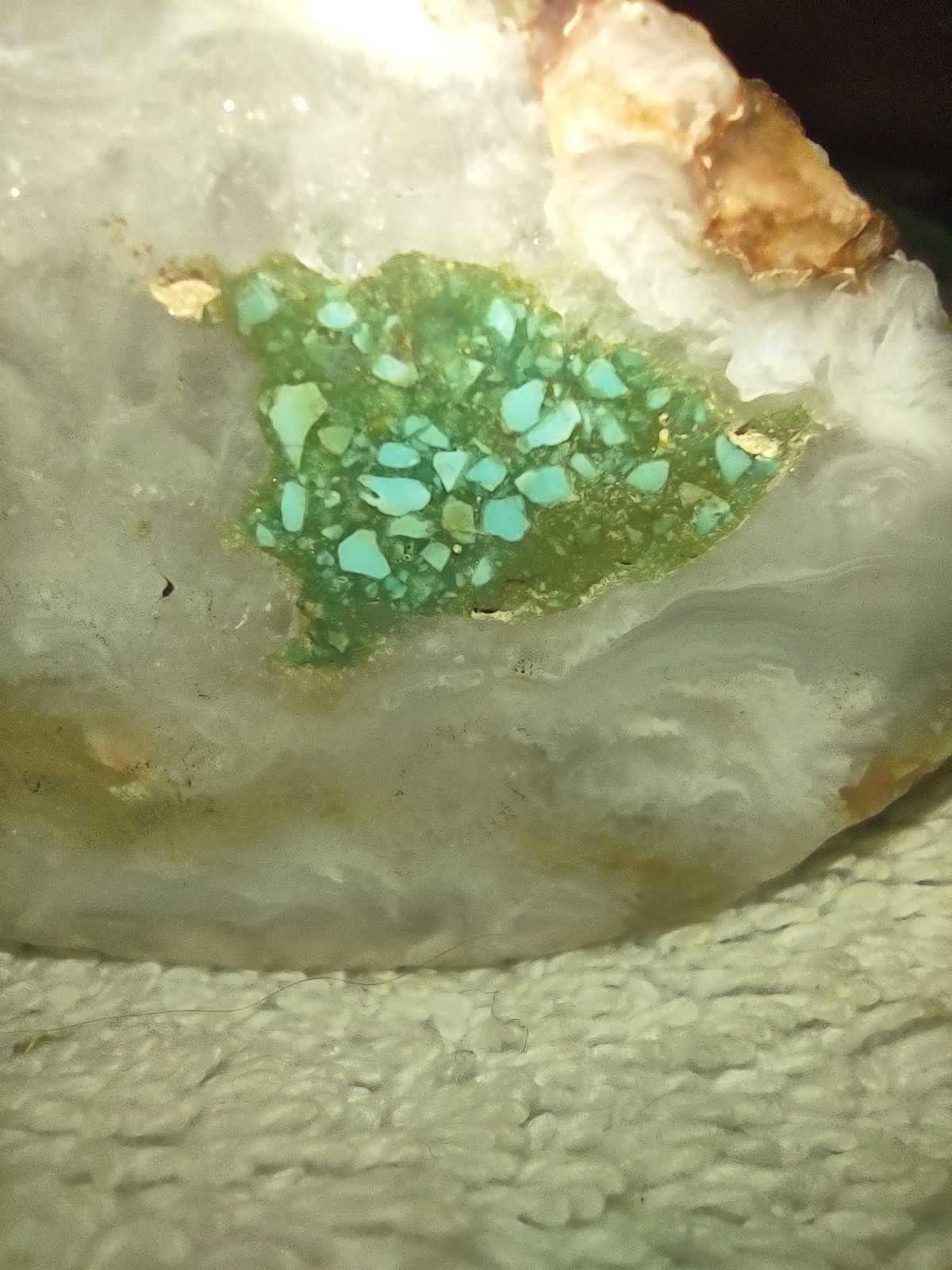 Agate With Turquoise Deposit And Small Pyrite Viens Very Rare 107.5g
