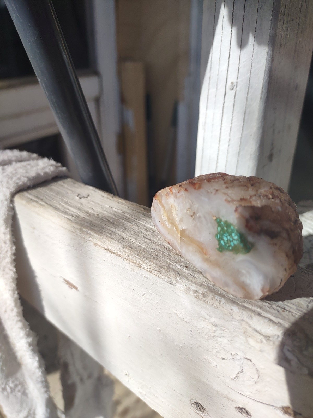 Agate With Turquoise Deposit And Small Pyrite Viens Very Rare 107.5g