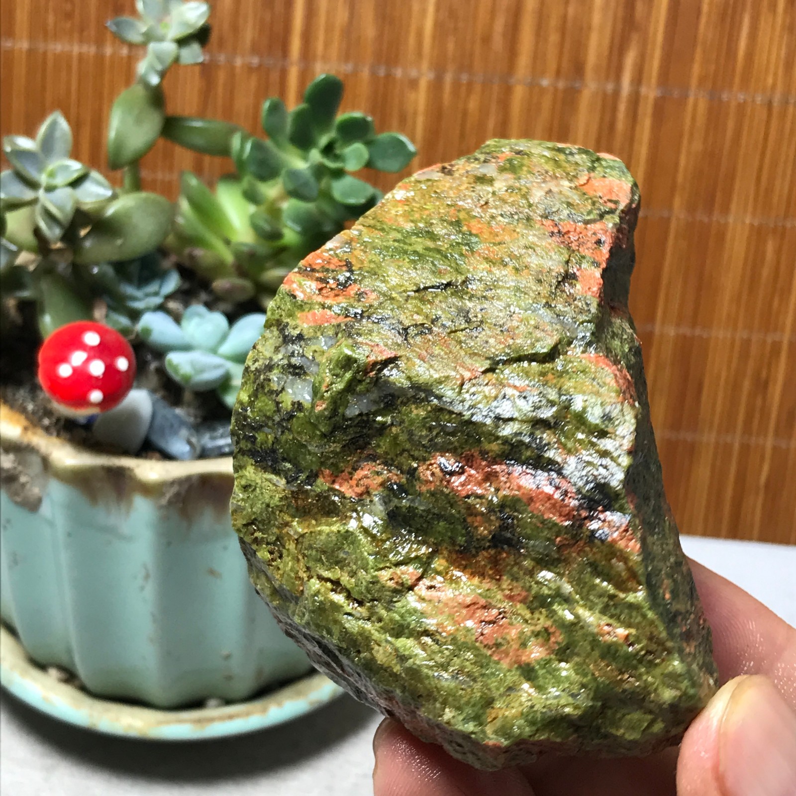 213g Natural Unakite Crystal gemstone Rough Mineral Specimen healing A6356