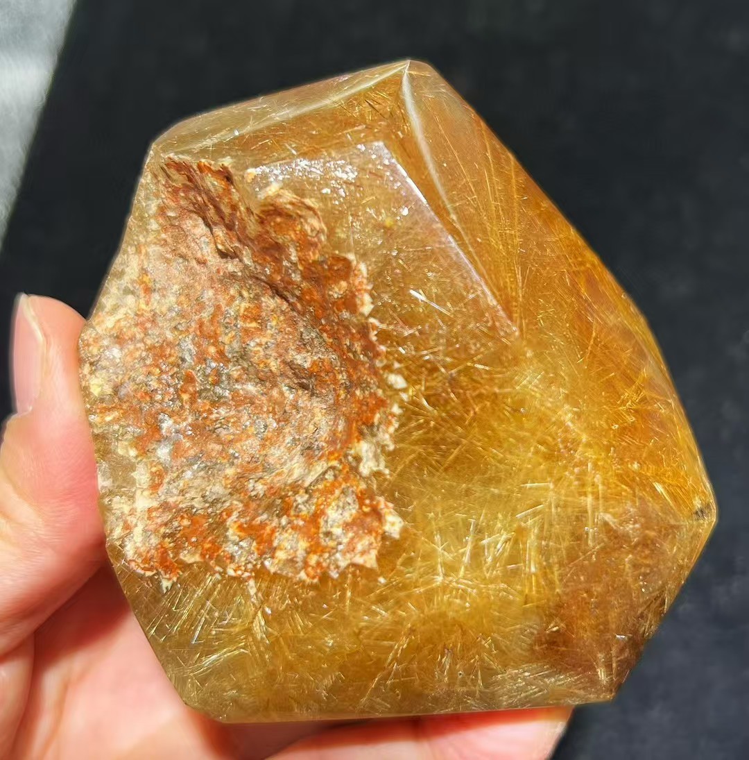 324g TOP Natural Rutilated crystal quartz mineral specimen reiki Decor+stand