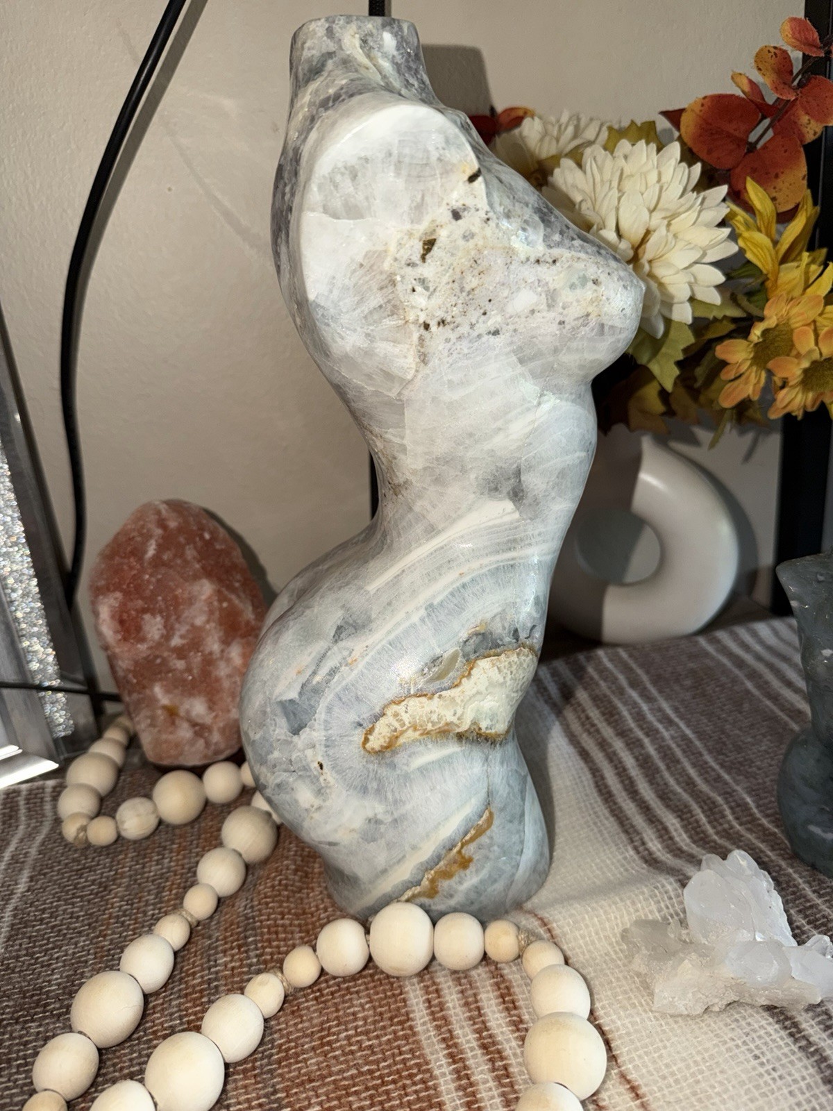 Large 22 lb Natural Fluorite Goddess Torso Crystal Carving Sculpture 9.75kg