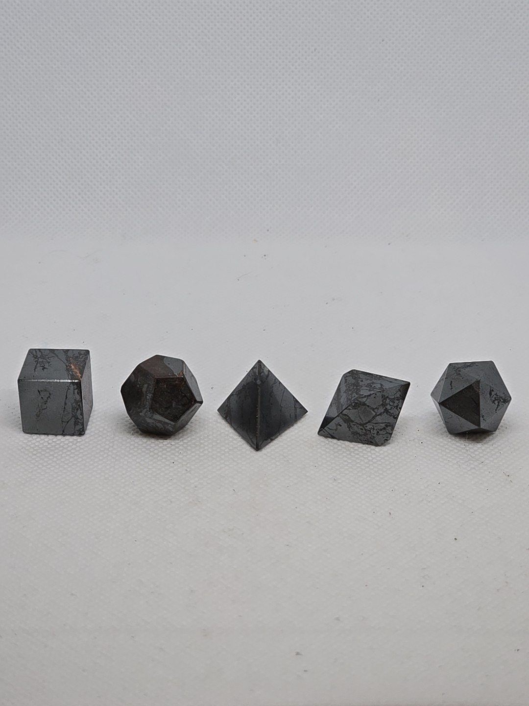 5 Piece Carved Hematite Sacred Geometry Set