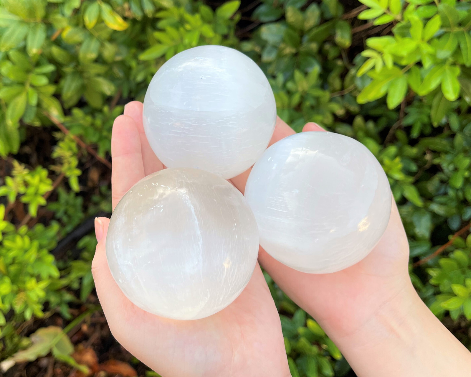 Selenite Crystal Sphere + Stand, JUMBO 3″ (Polished Selenite Crystal Healing)