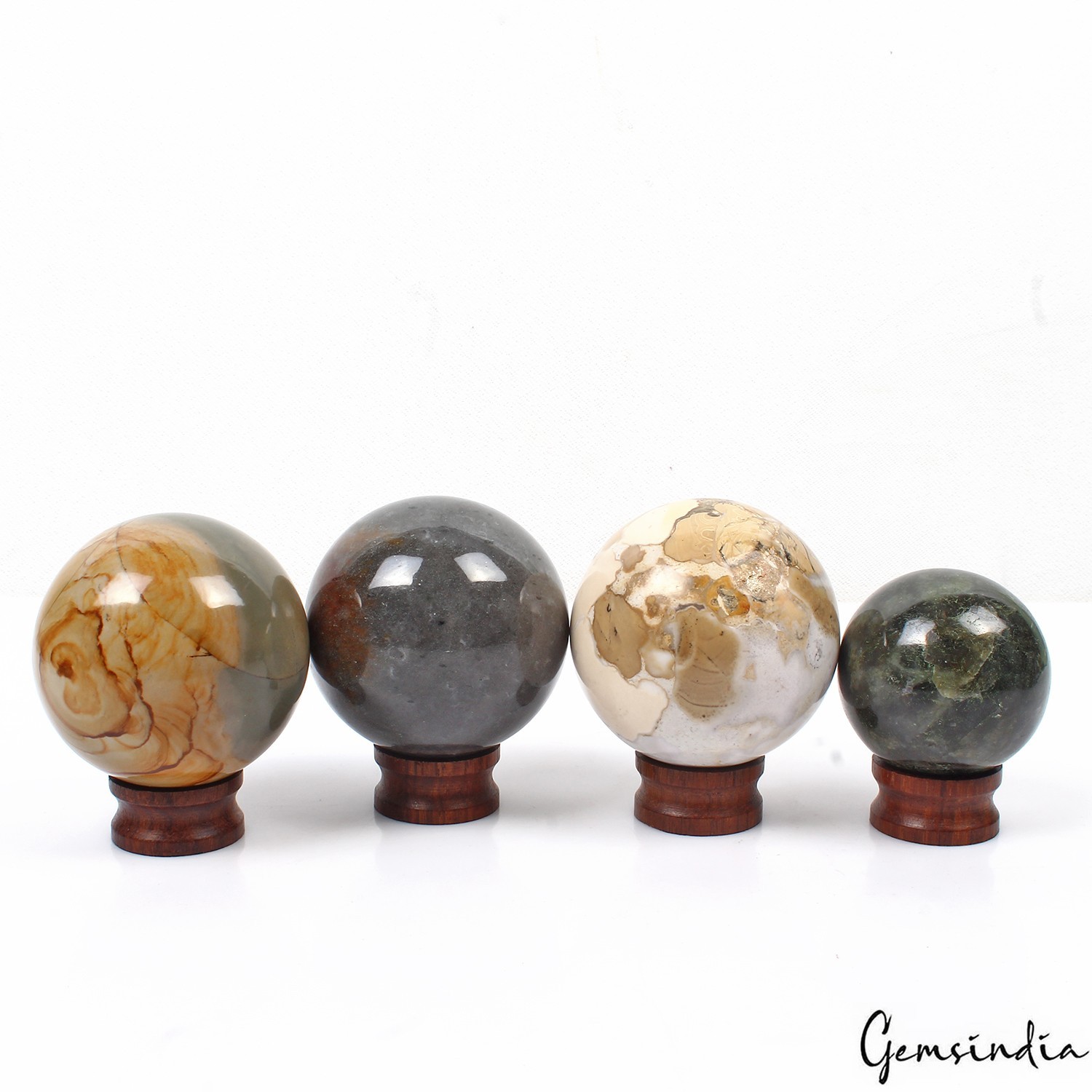 4180 Ct/4 Pcs Natural Untreated Multi Gems Healing Crystal Sphere Wholesale Gems