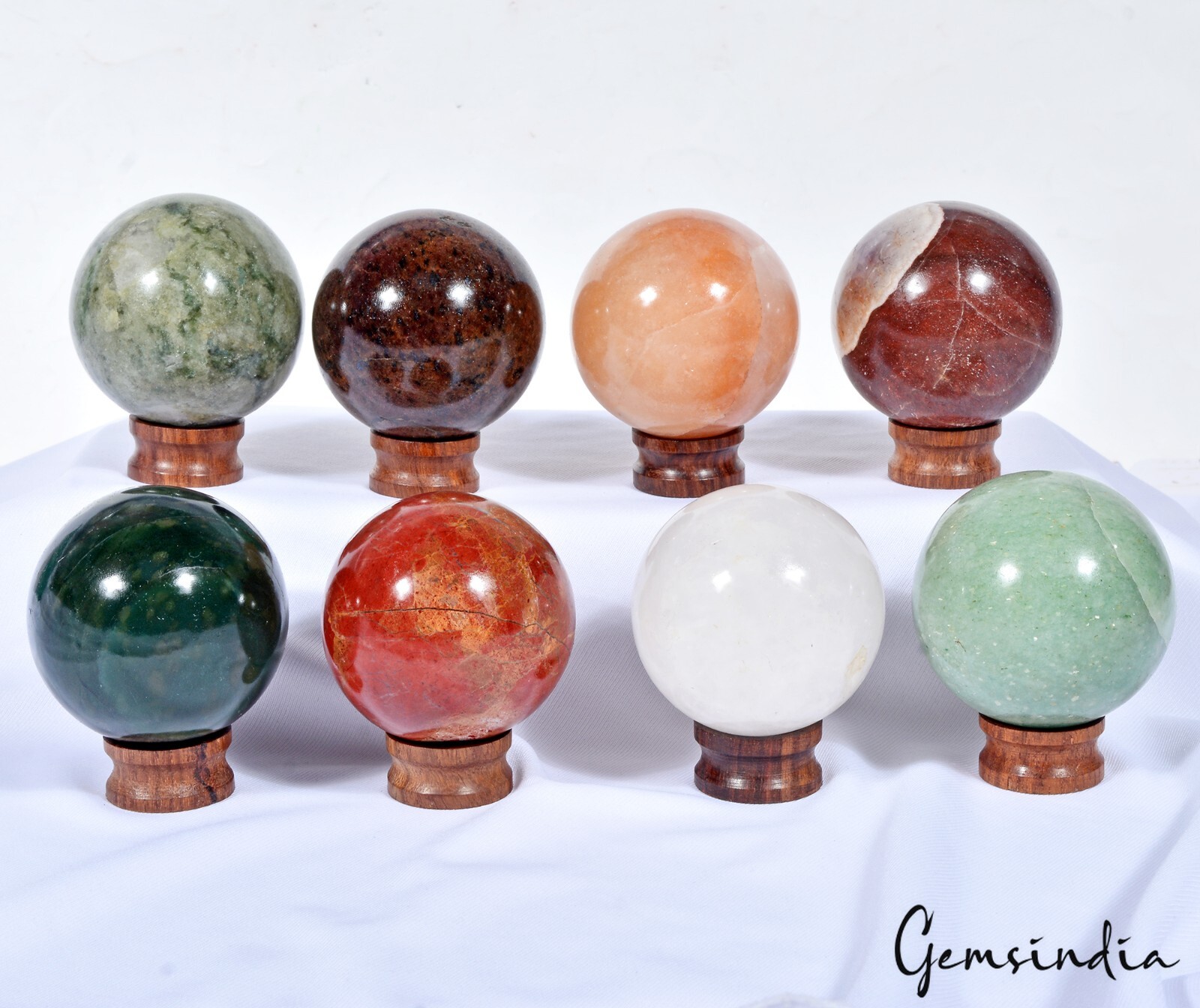 1.8 Kg/8 Pcs Natural Multi Gems Crystal Healing Mineral Sphere/Meditation Balls