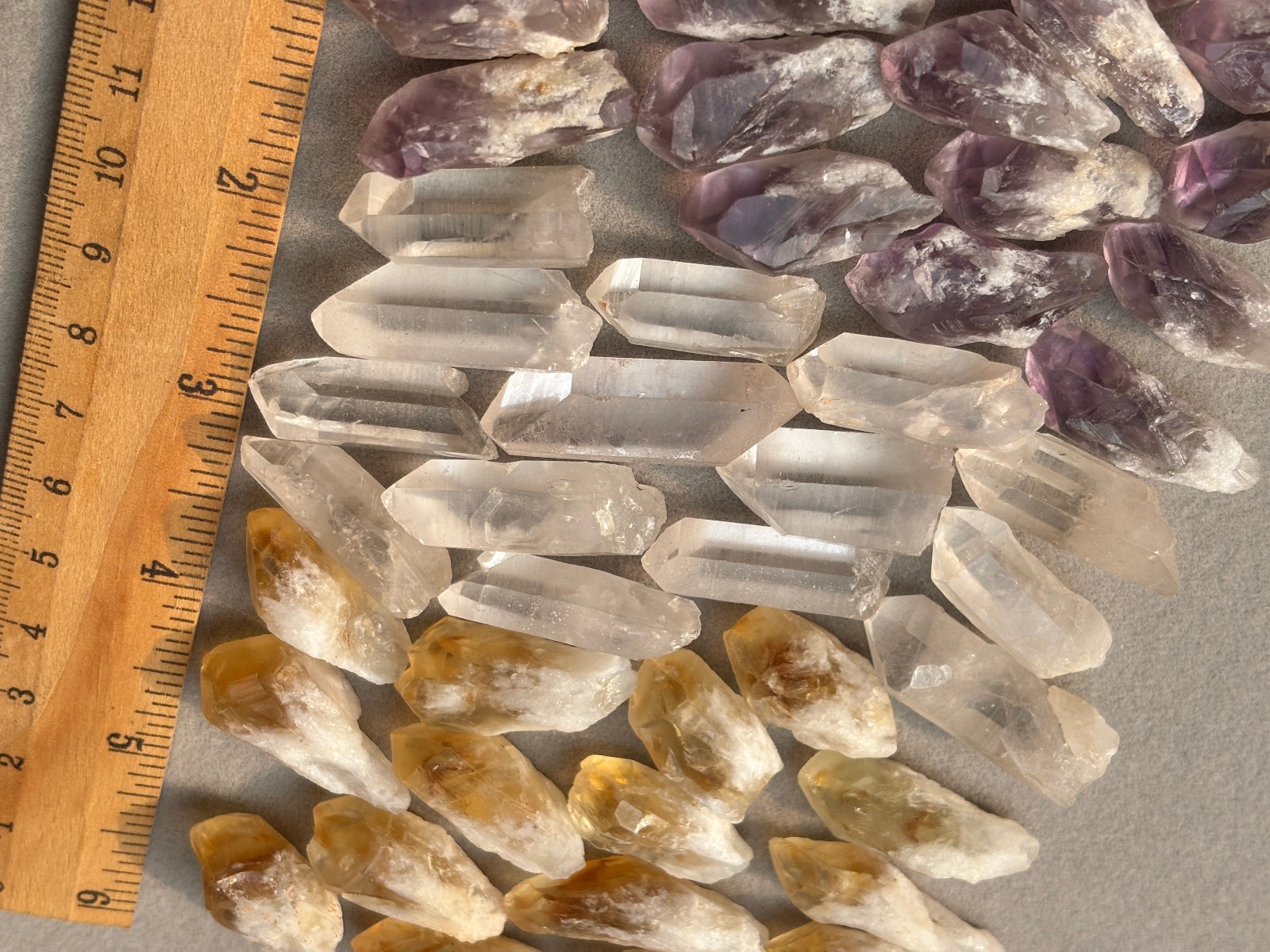 1/2 lb Mixed Lot Amethyst Citrine Clear Quartz Points Crystal Collection