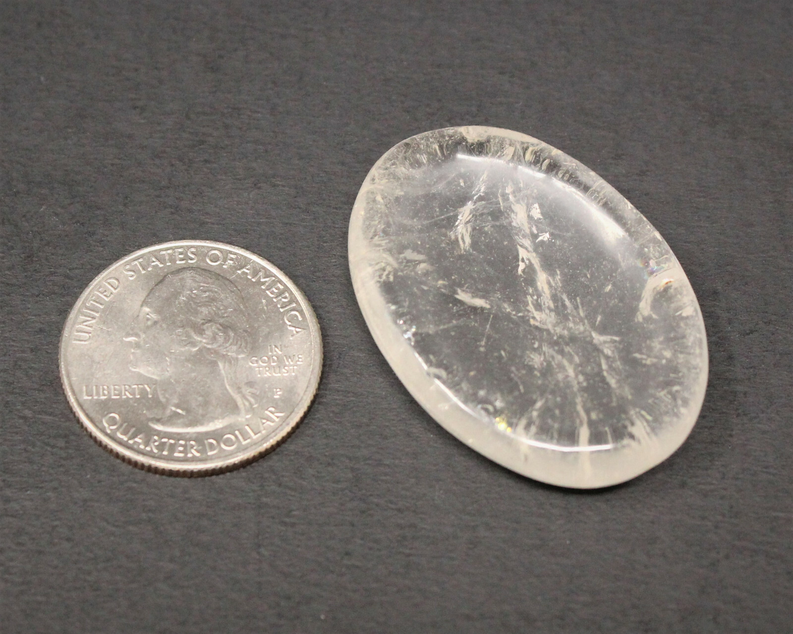 Clear Quartz Worry Stone (Smooth Polished Pocket Stone, Clear Quartz Palm Stone)