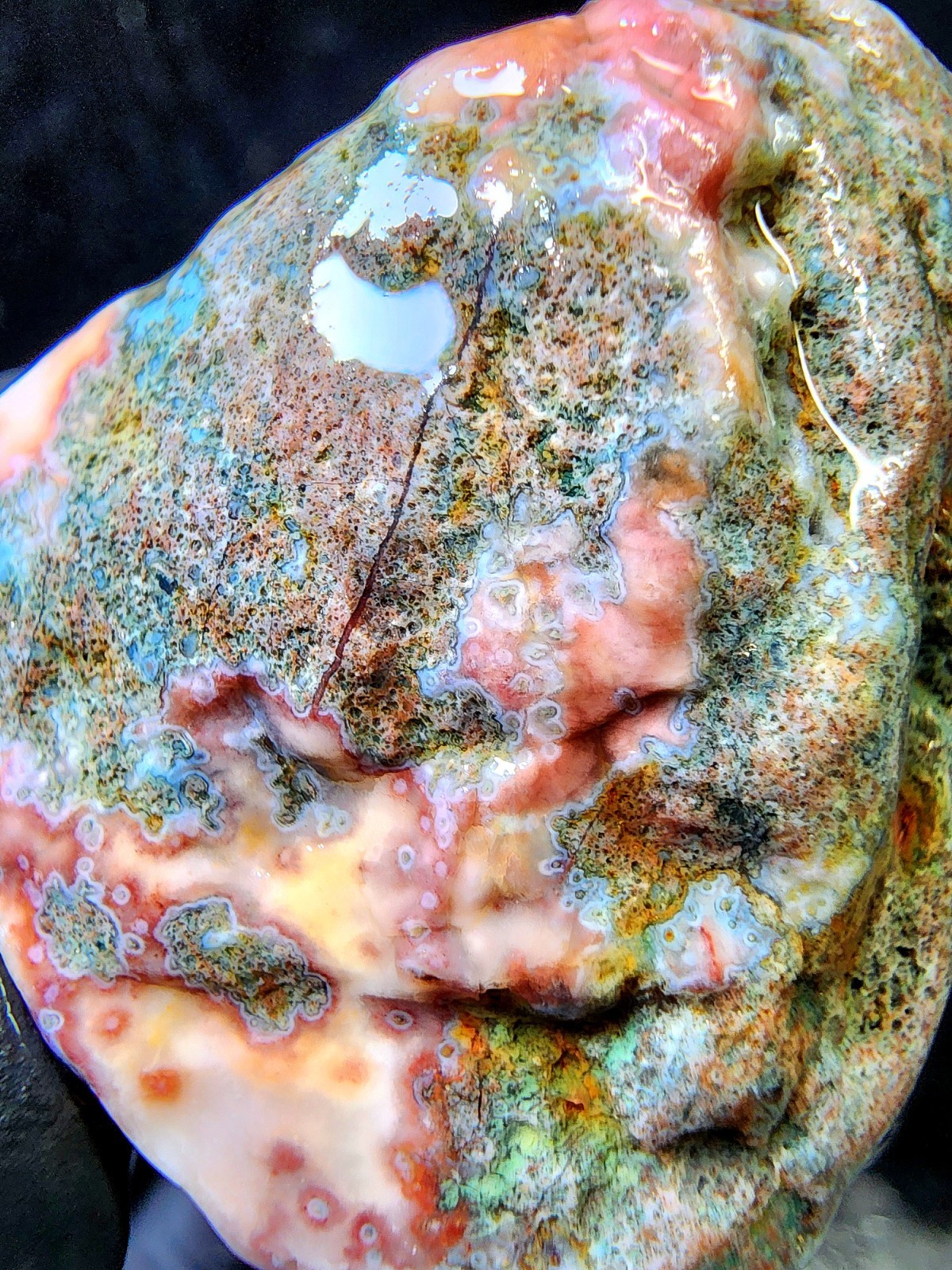 Rare Lake Superior Orbicular Moss Agate – Pink Blue & Green Chalcedony – 2.0 oz