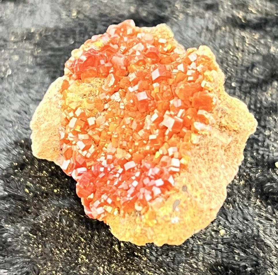 Vanadinite Mineral Specimen Red Hexagonal Crystals in Matrix. from Morocco.