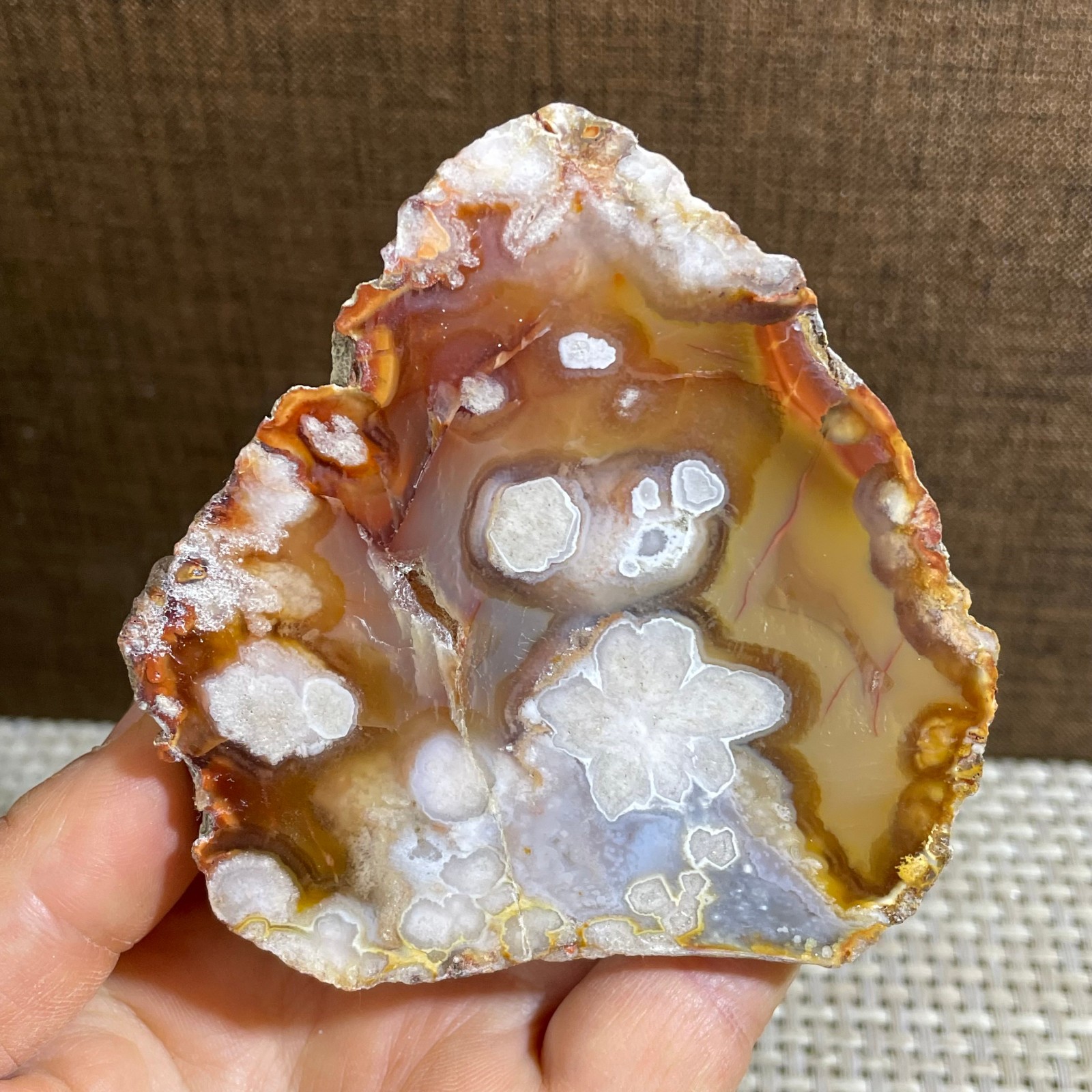 198g atural Sakura Agate Blossom Facet Rough Specimen Madagascar