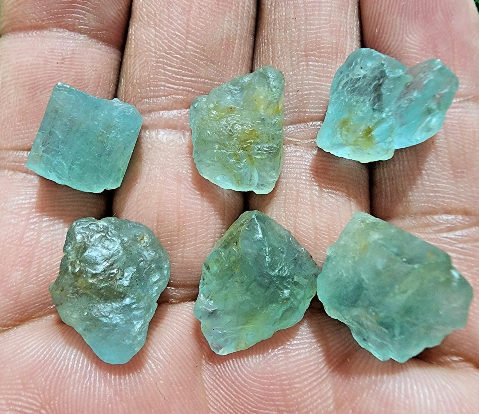 6 Pcs Blue Aquamarine Gemstone Raw Lot 11-18 mm Aquamarine Rough Stone Bulk