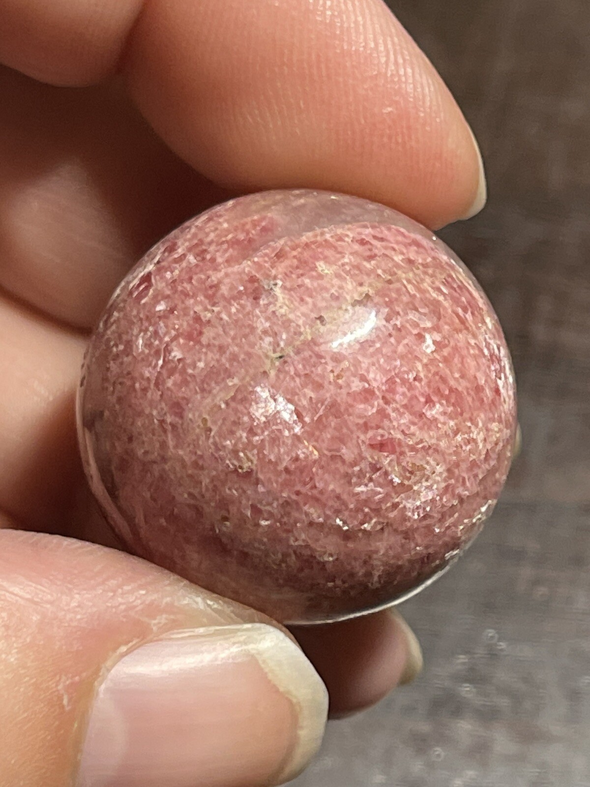 Rhodonite and Quartz Mini Sphere Ball Orb Marble Crystal 26.1mm 30g