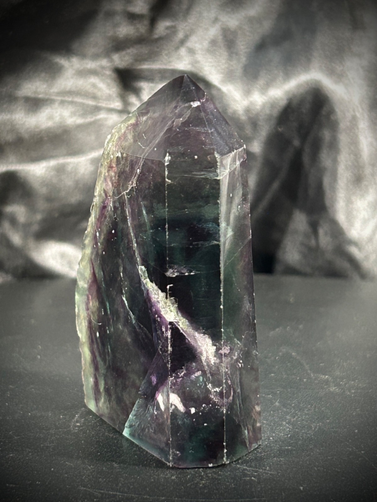 3″ Rainbow Fluorite 4 Polished/1 Rough Side Tower 6.3oz (179 grams)
